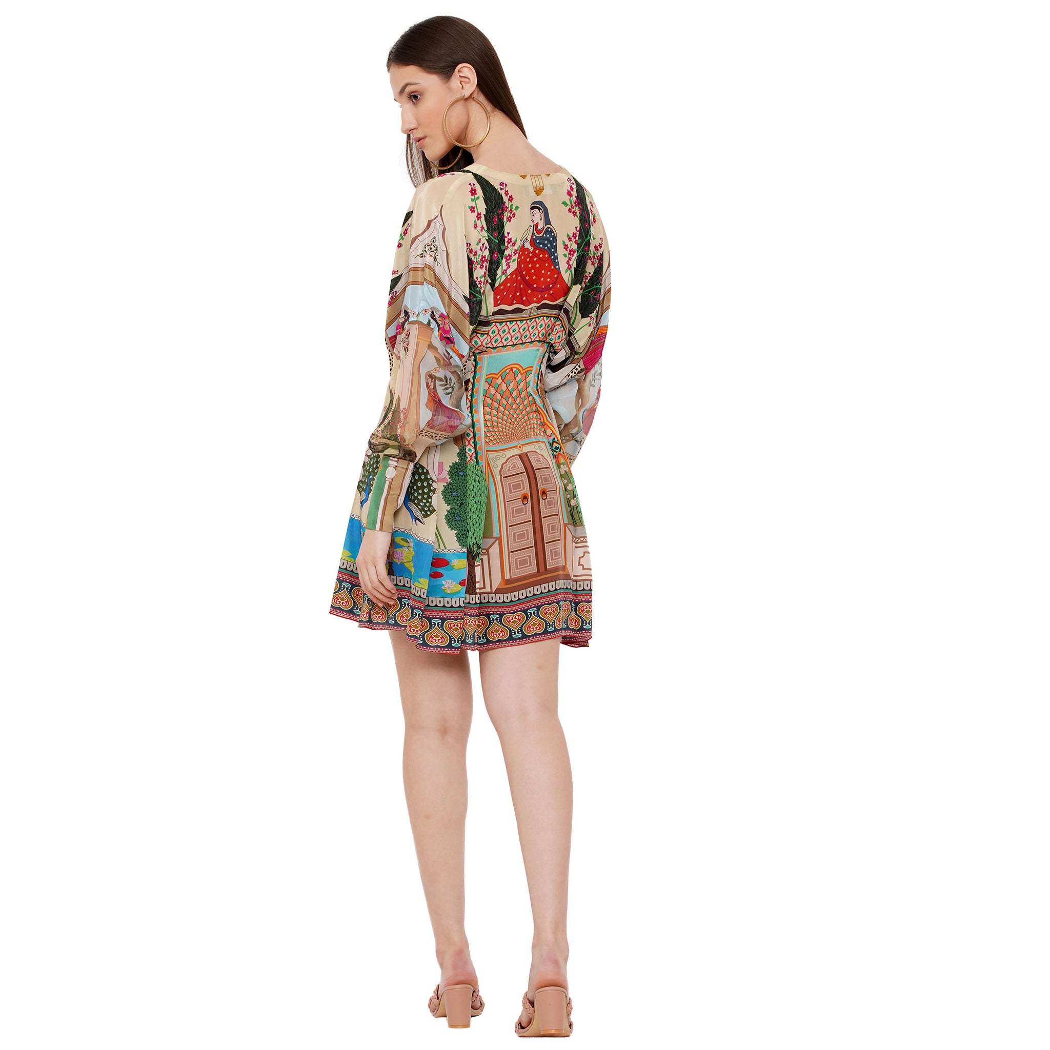 Embroidered Draped Dress
