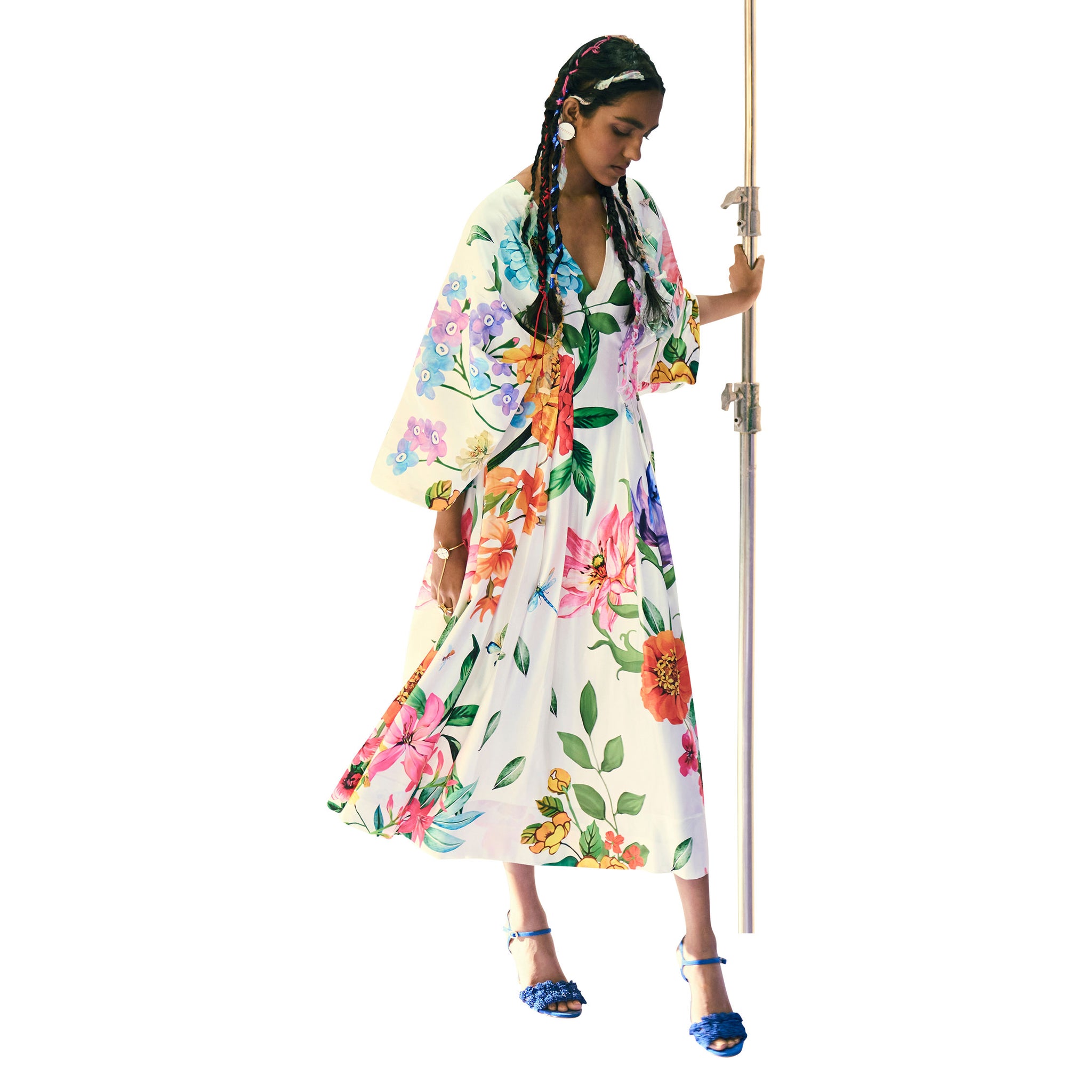 Embroidered Draped Dress