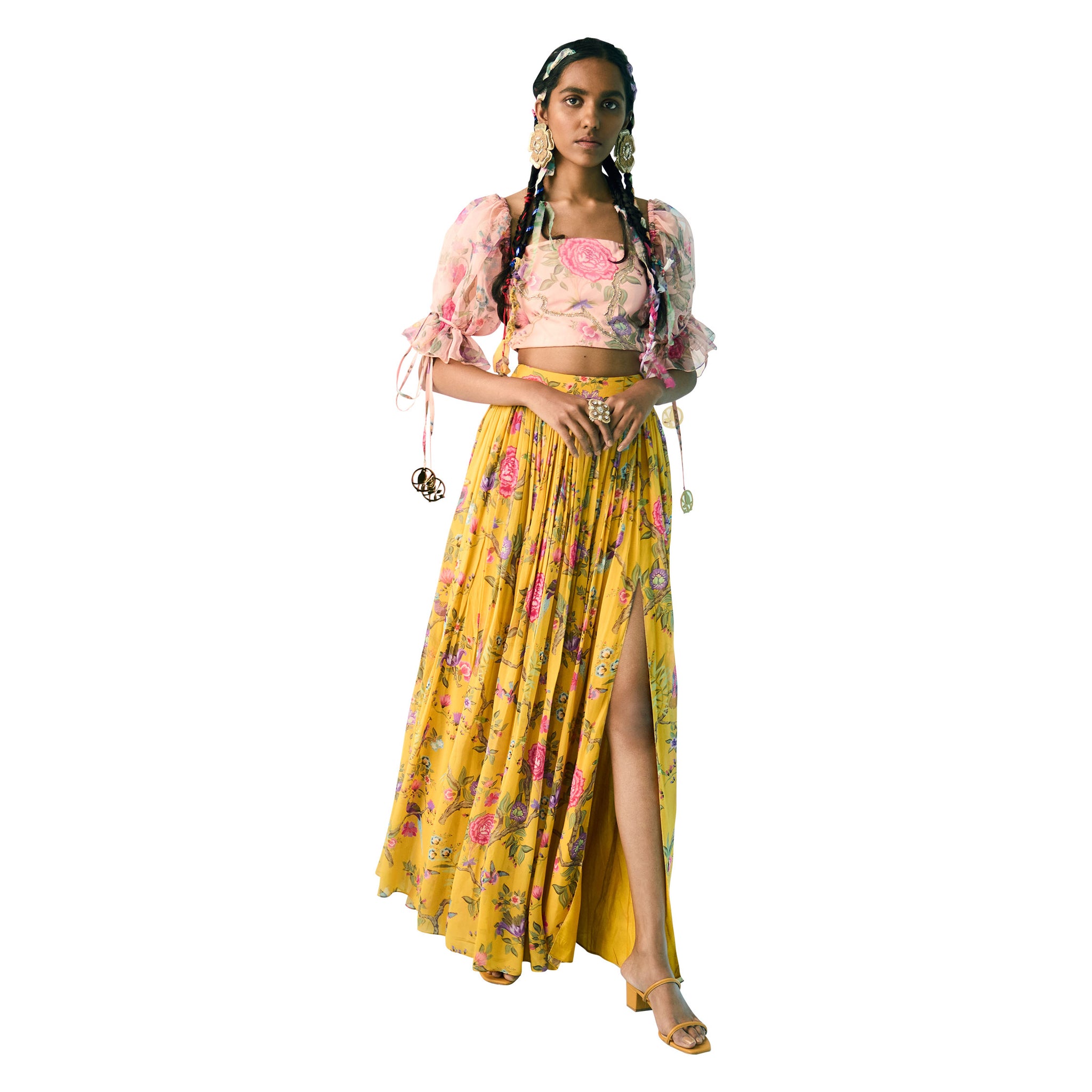 Pleated Printed Skirt