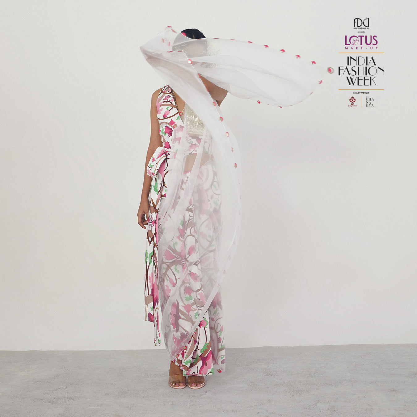 Sari with Embroidered Bustier and Half Jacket