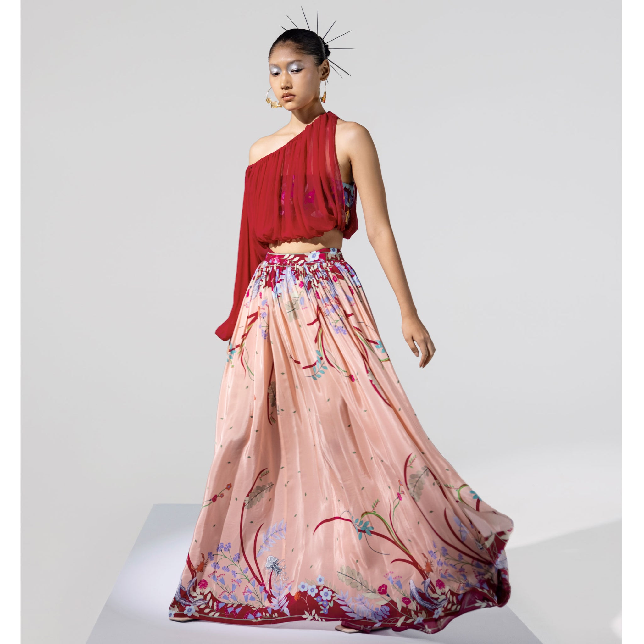 Draped Blouse with Bustier