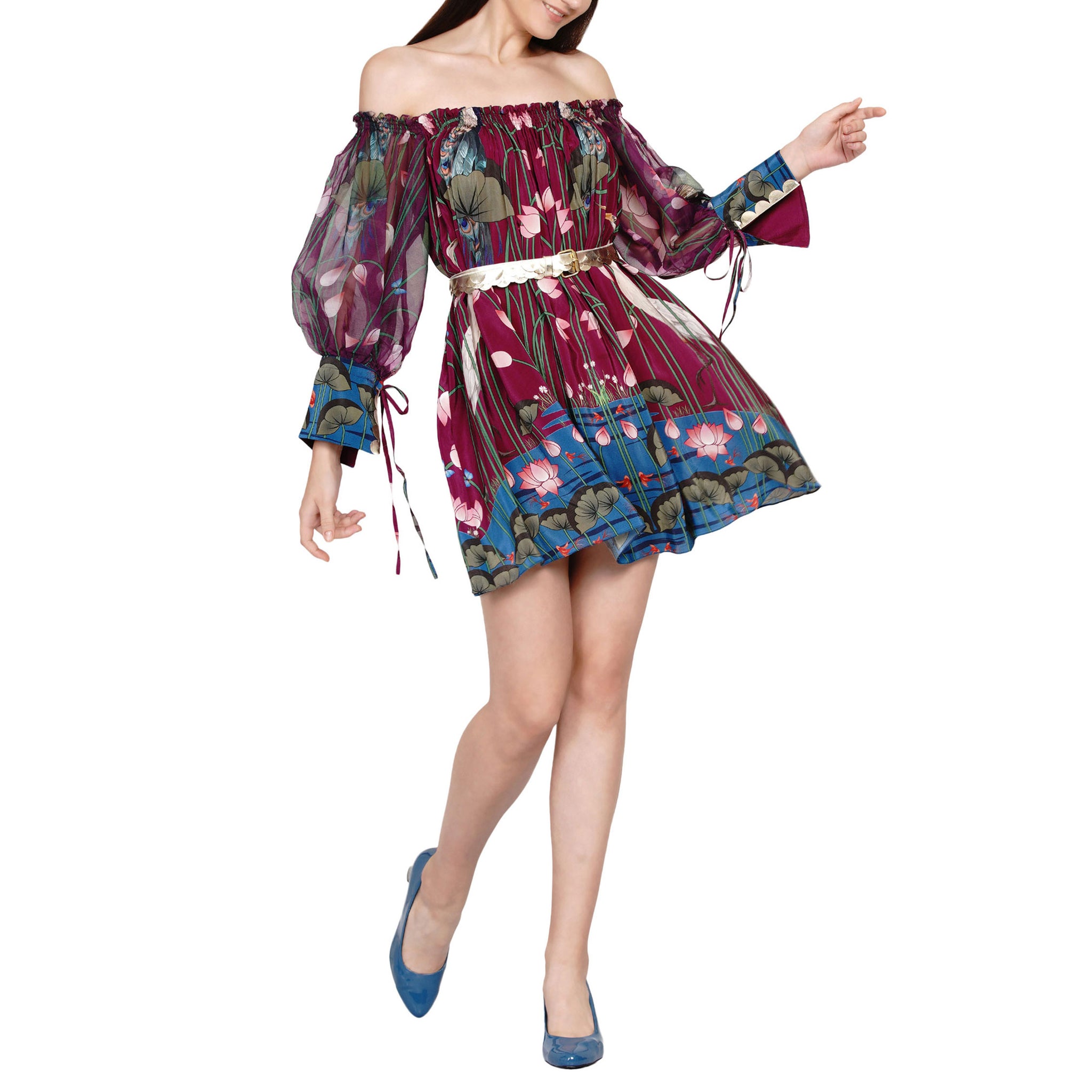 Embroidered Off Shoulder Dress