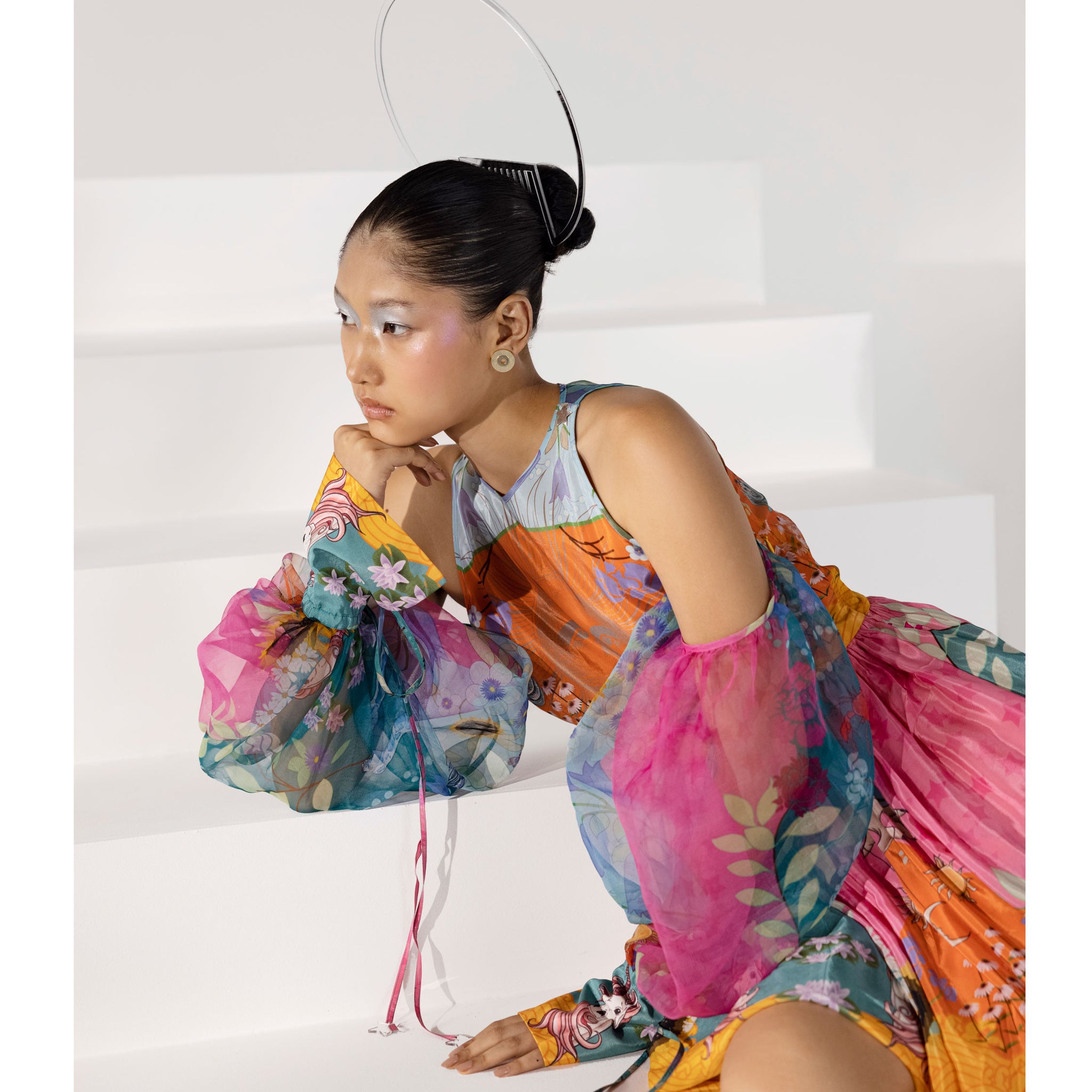 Embroidered Balloon Dress