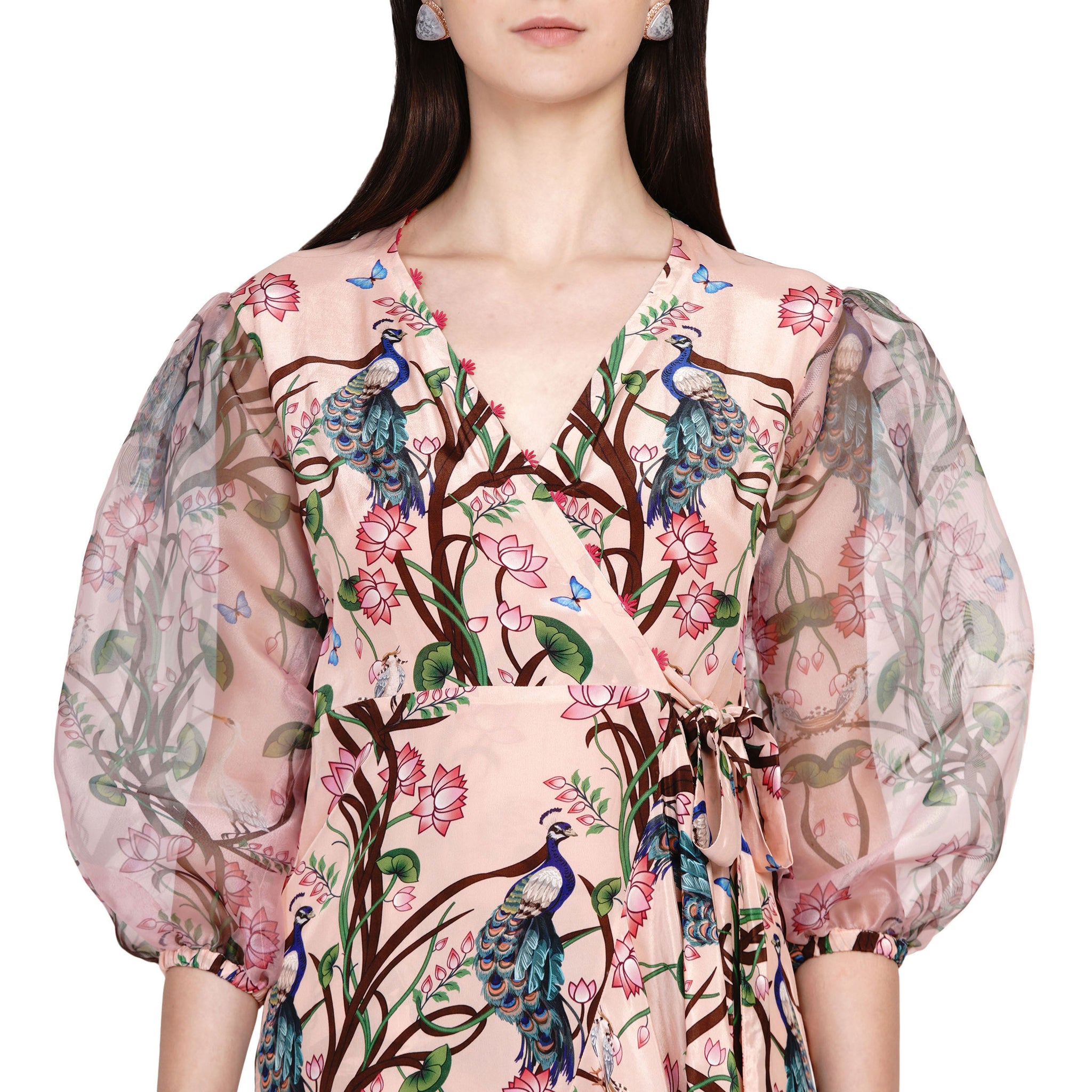Embroidered Wrap Dress