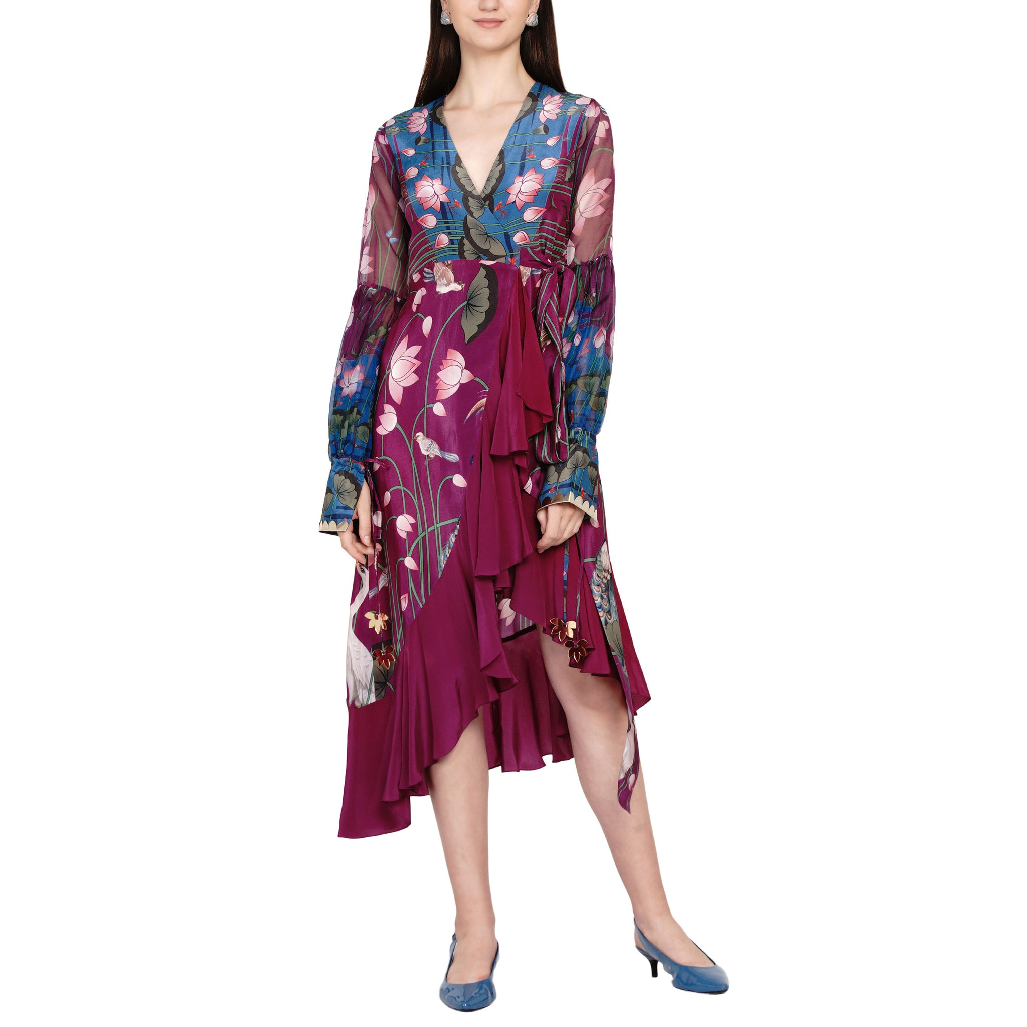 Embroidered Wrap Dress