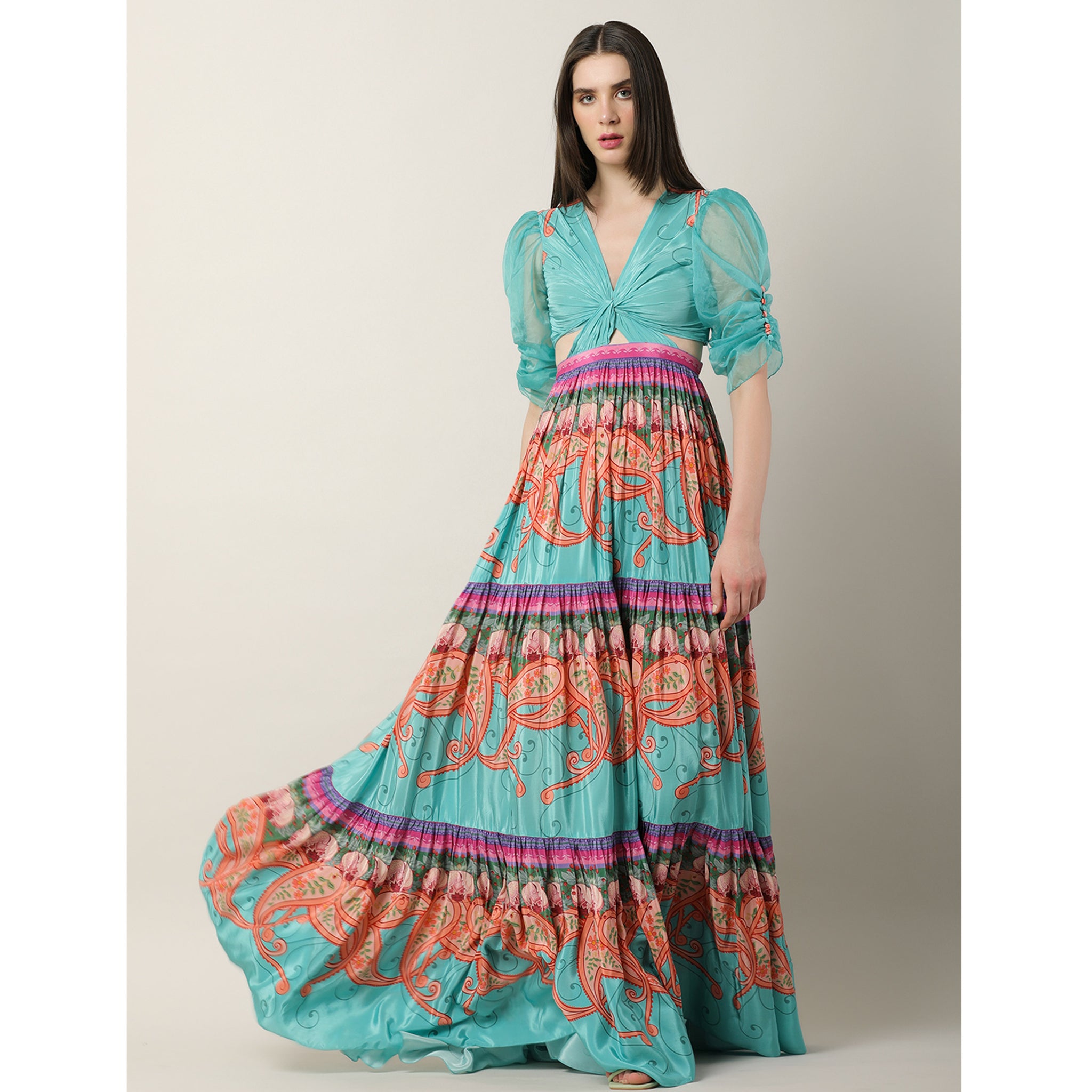 Tiered Maxi with a Draped Bodice