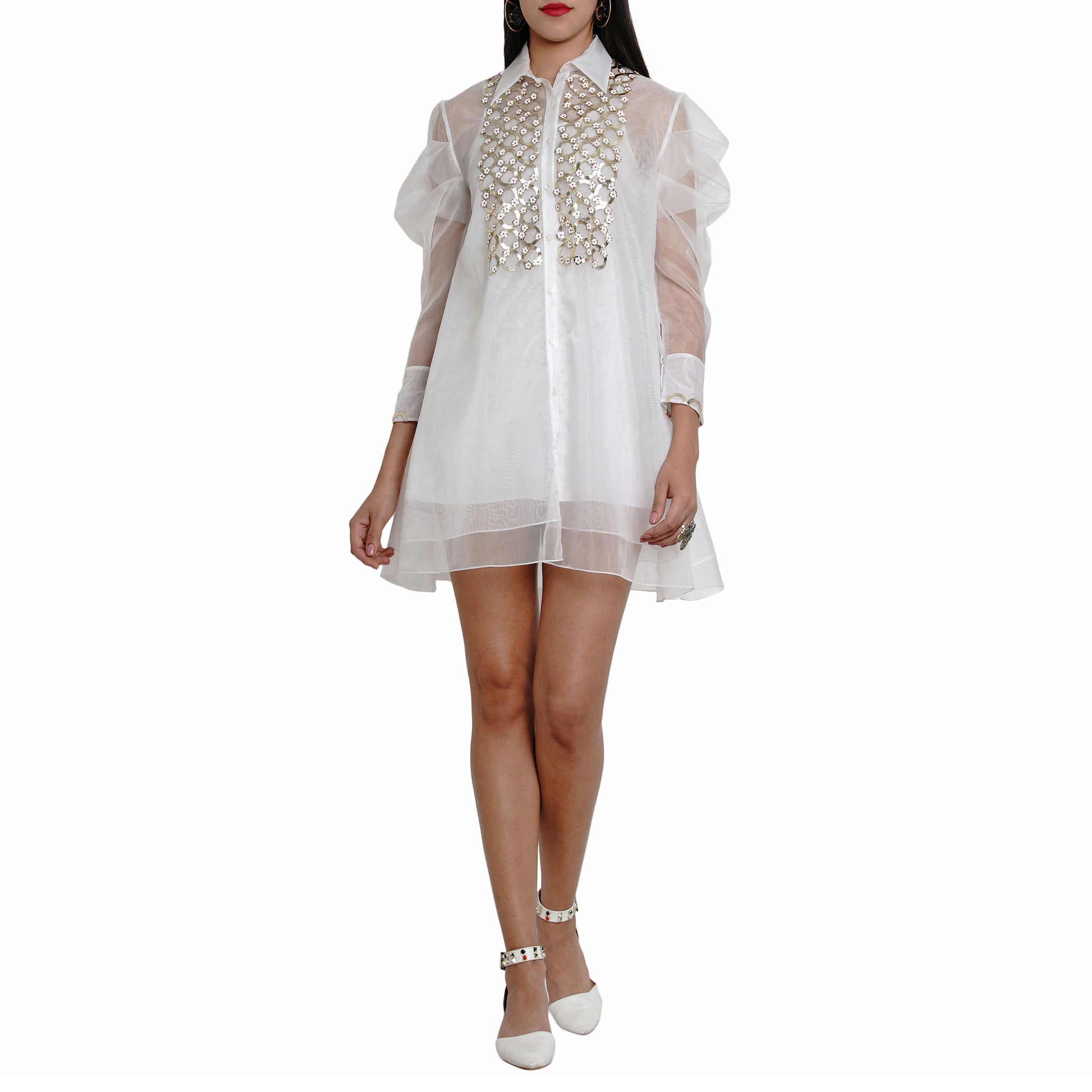 Embroidered Shirt Dress