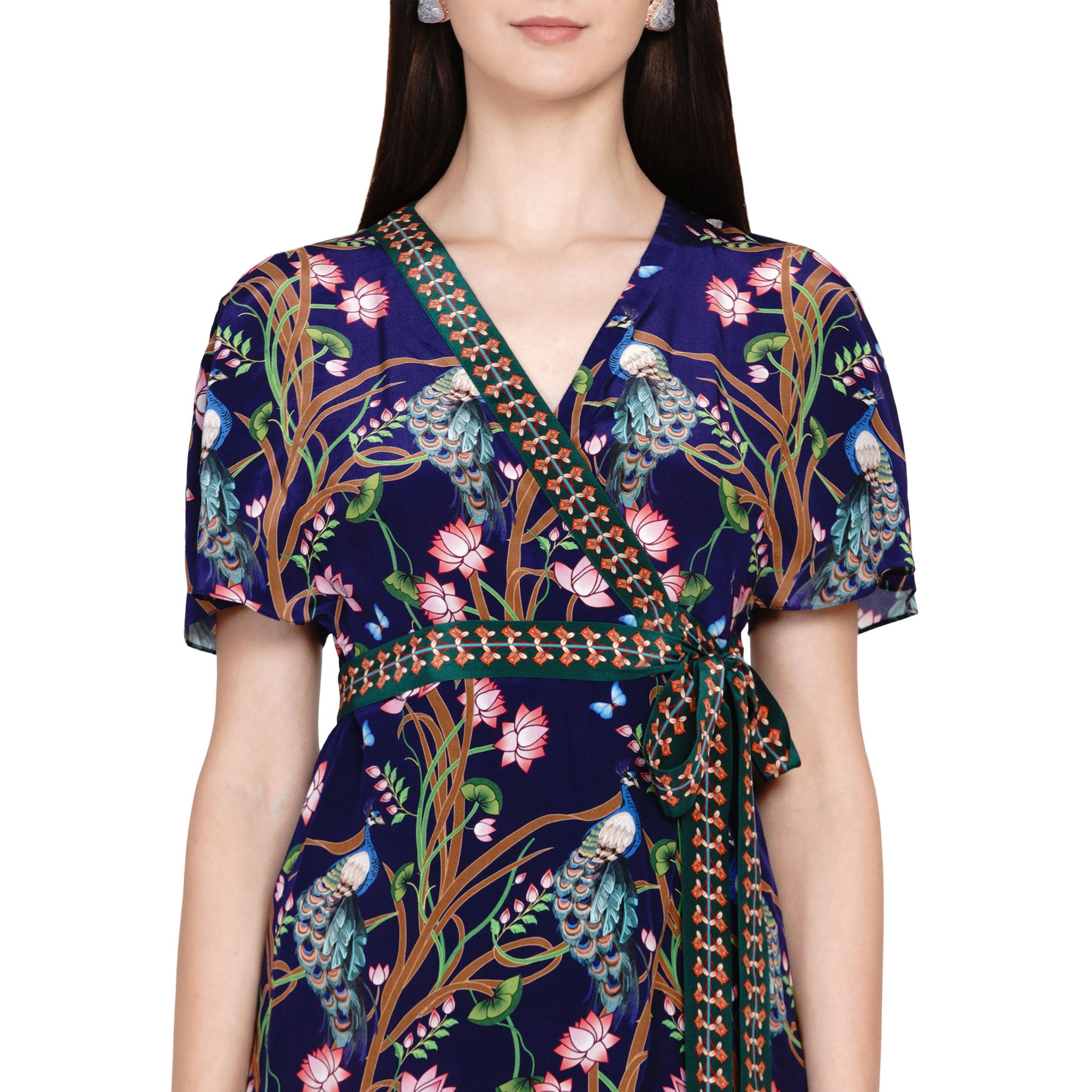 Embroidered Wrap Dress