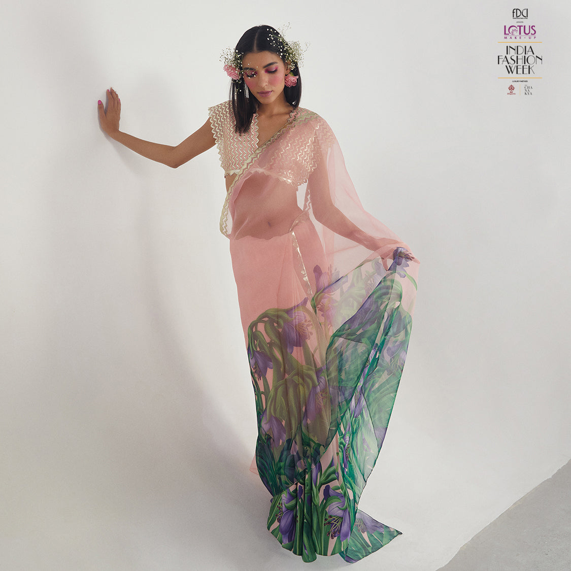 Embroidered Half and Half Sari