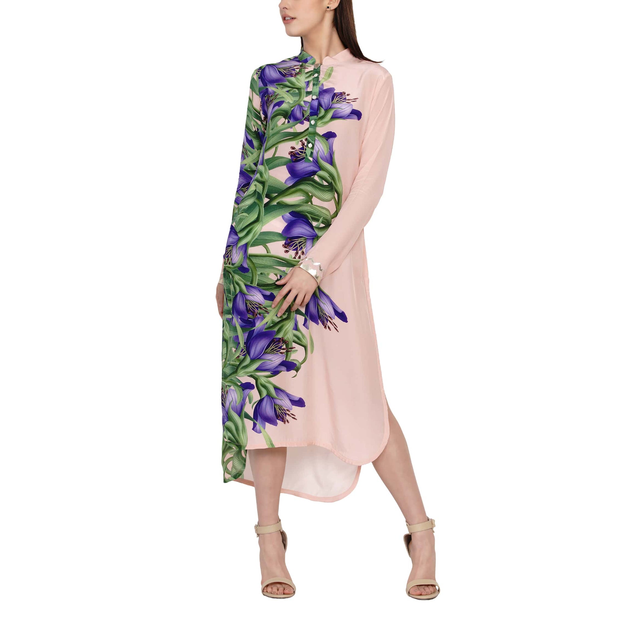 Half placed printed tunic