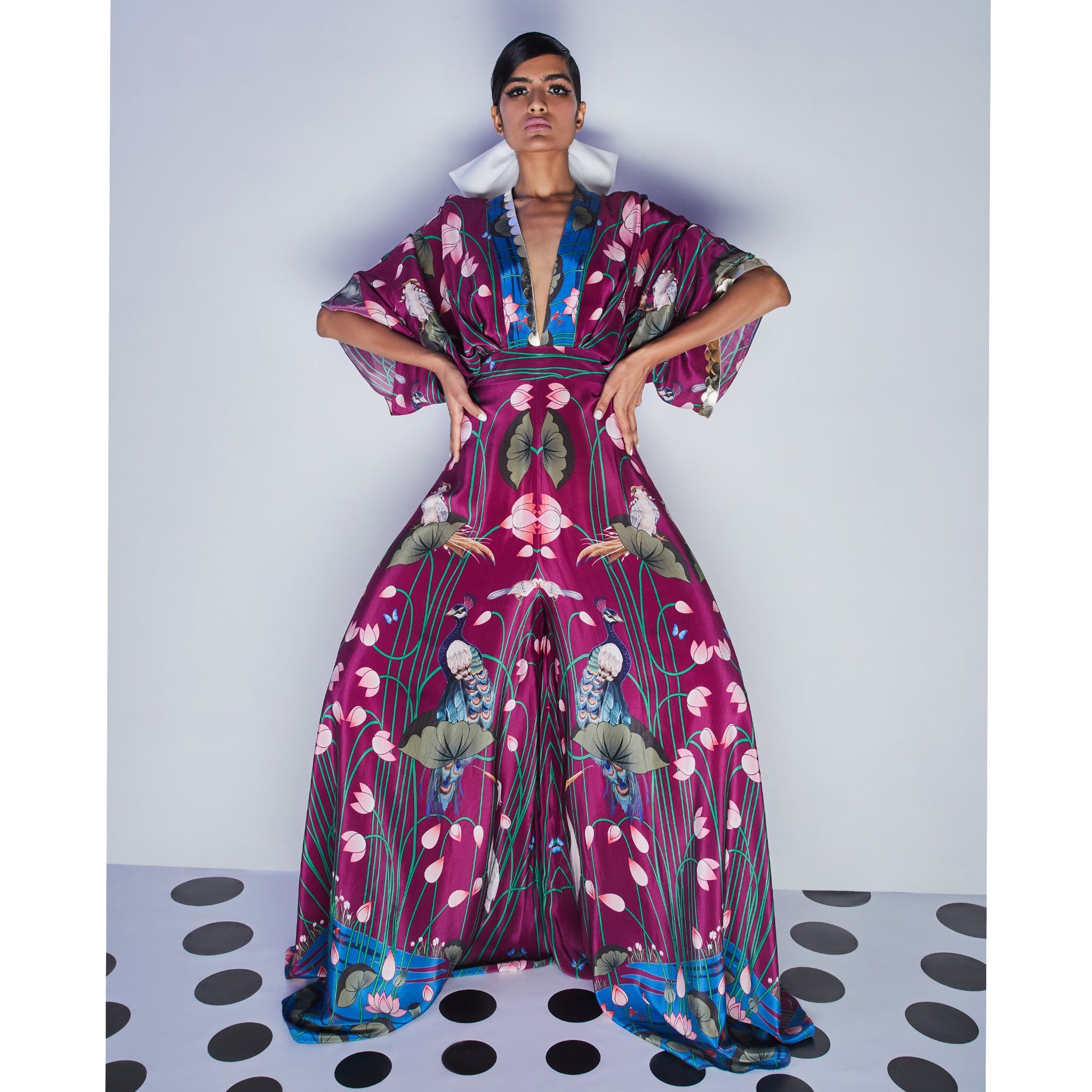 Embroidered Draped Jumpsuit