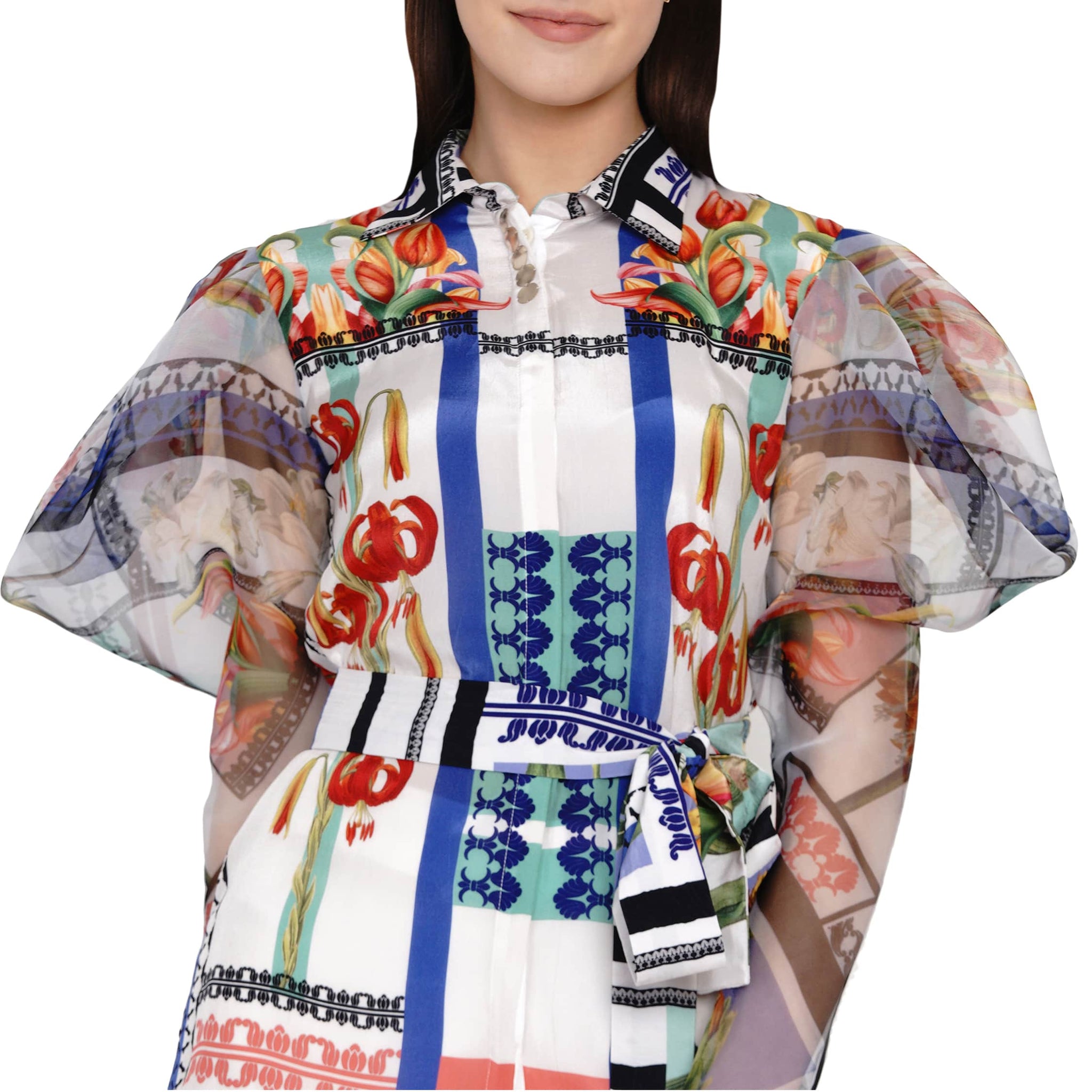 Embroidered Shirt with Statement Sleeves