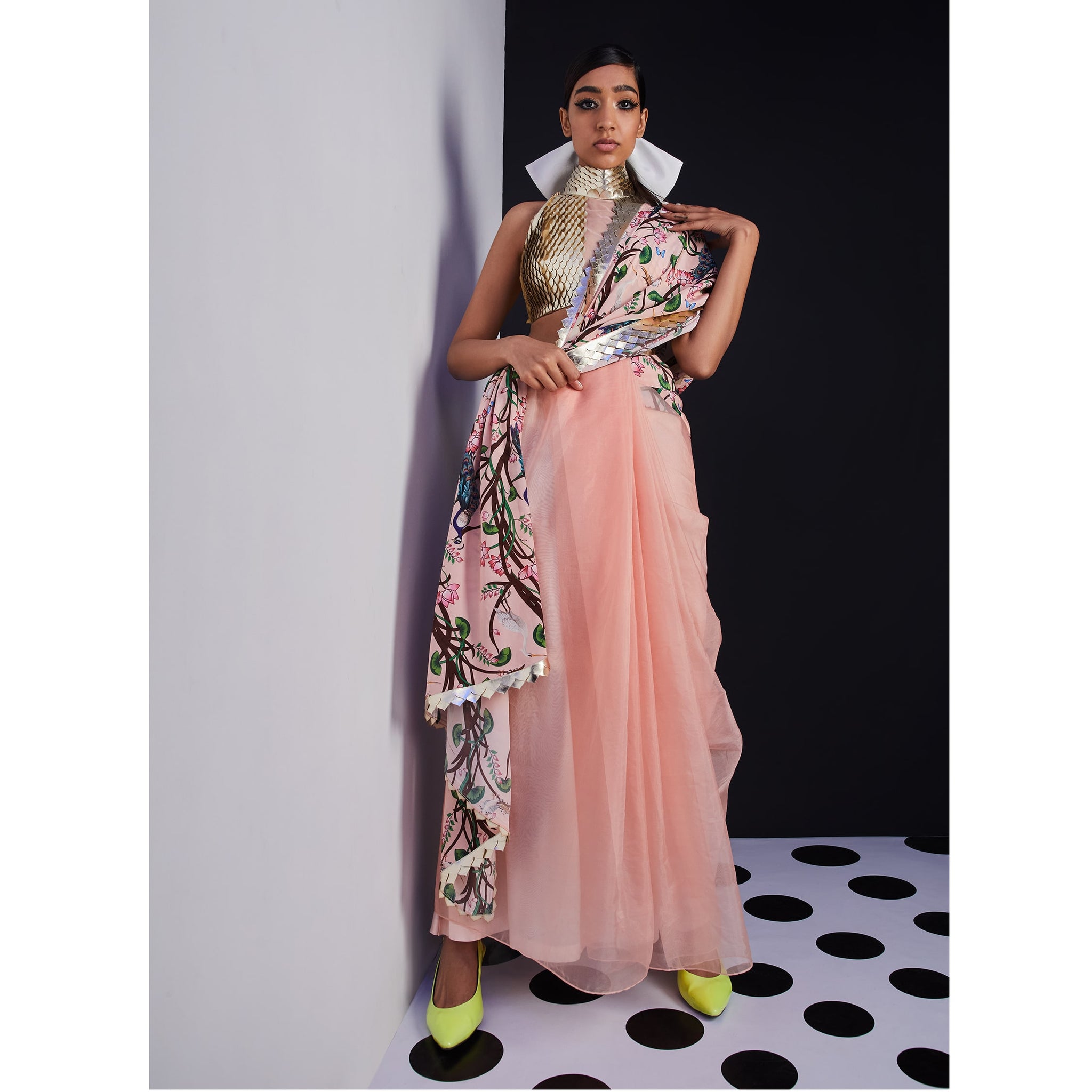 Embroidered Half and Half Sari