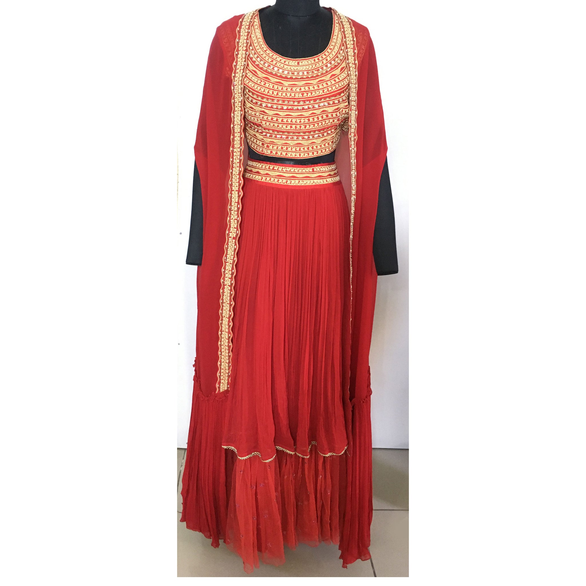 Embroidered Cape Lehenga Set