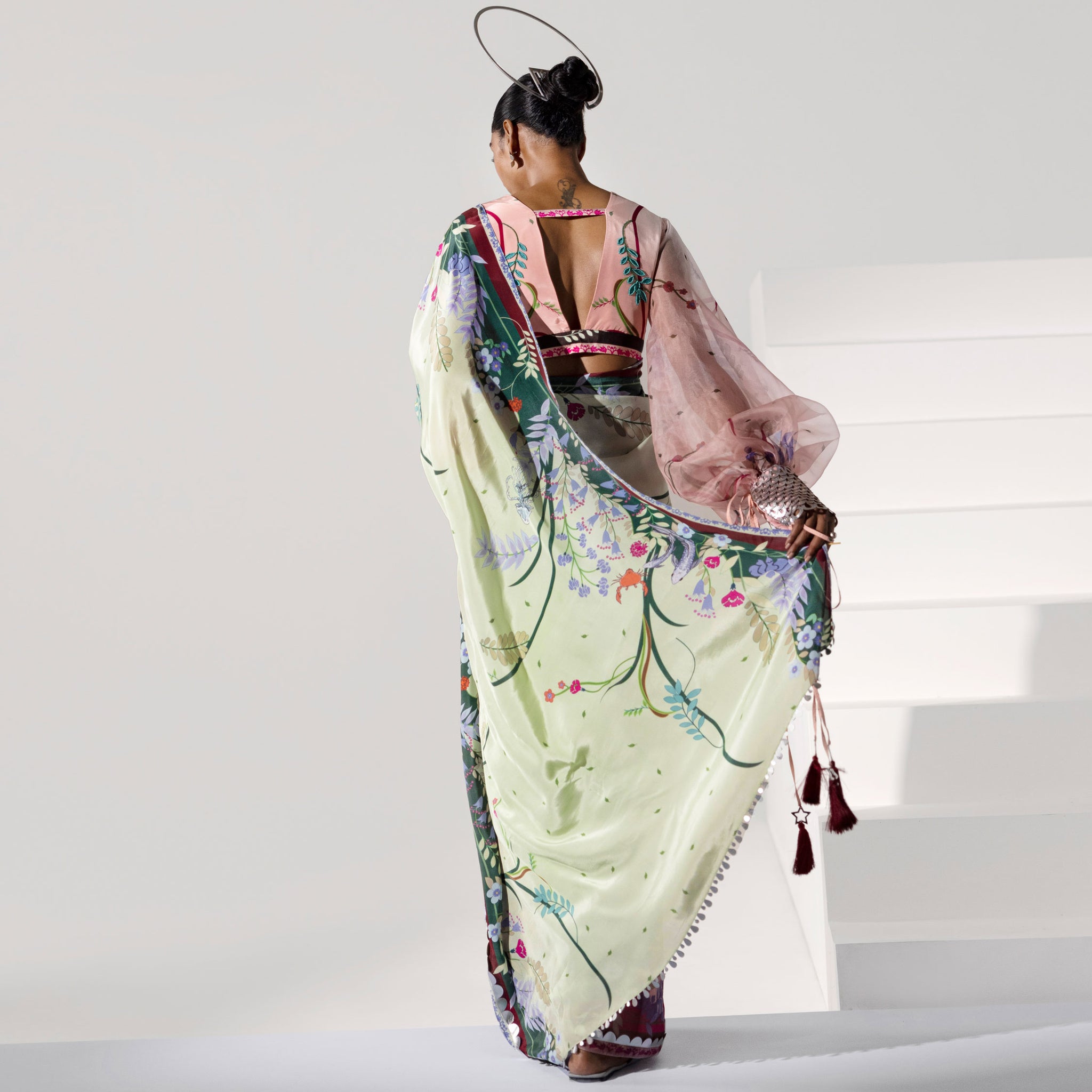 Embroidered Half and Half Sari
