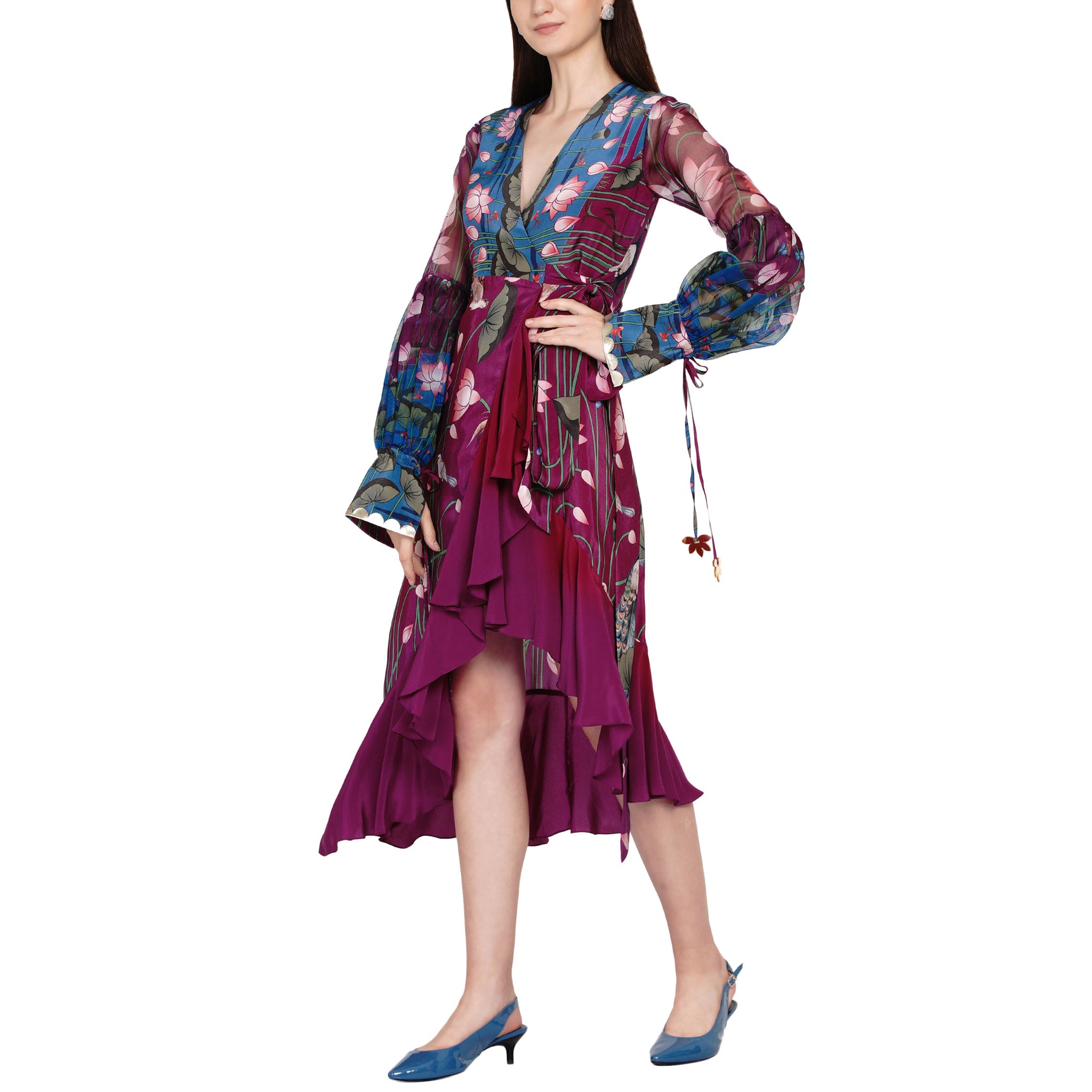 Embroidered Wrap Dress