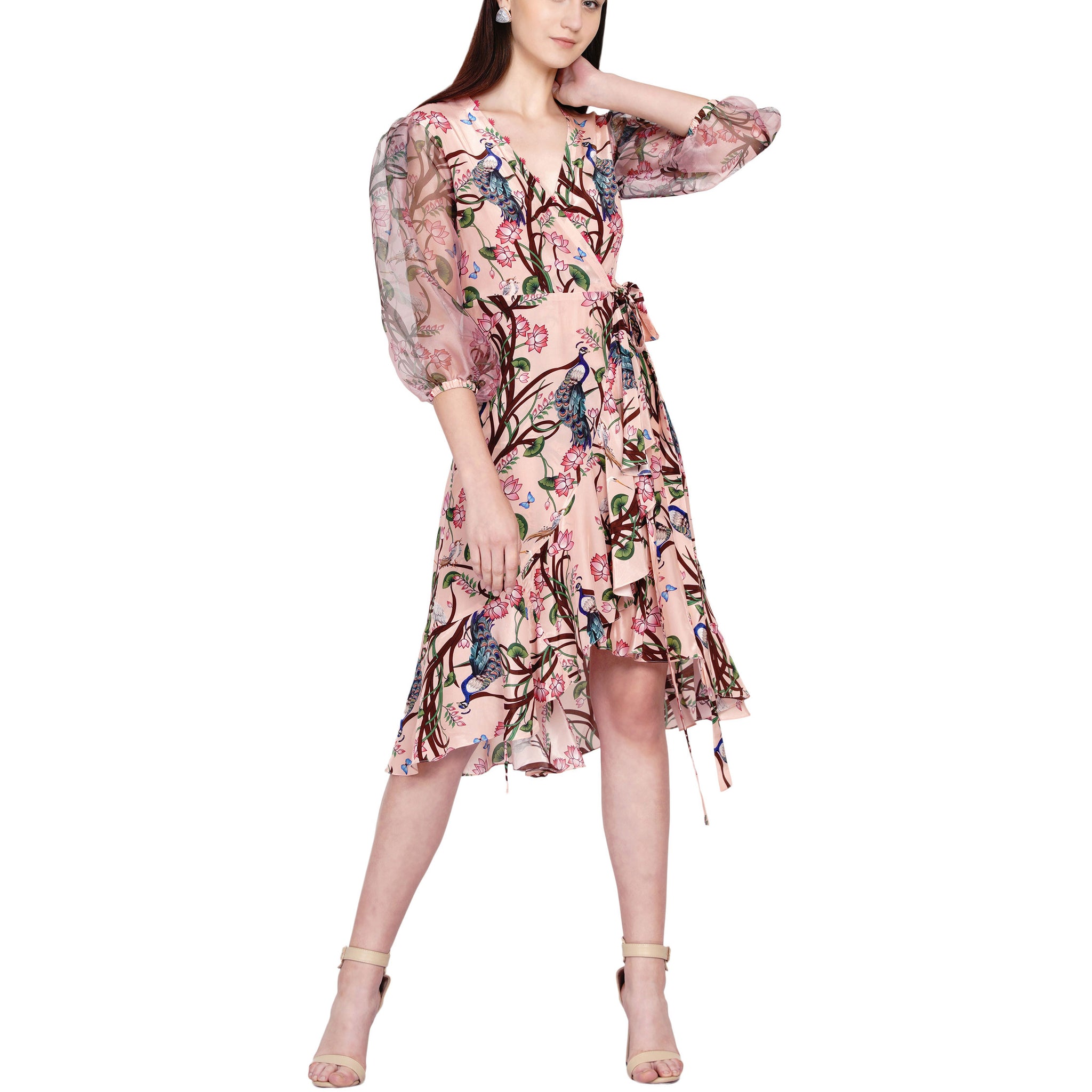 Embroidered Wrap Dress