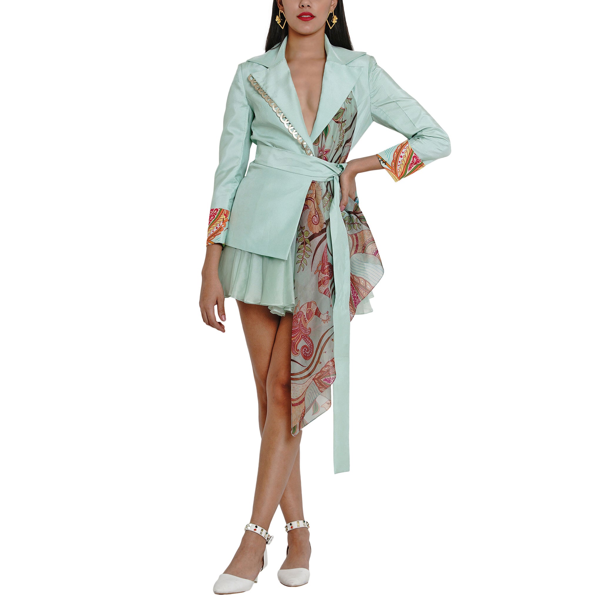 Embroidered Wrap Jacket