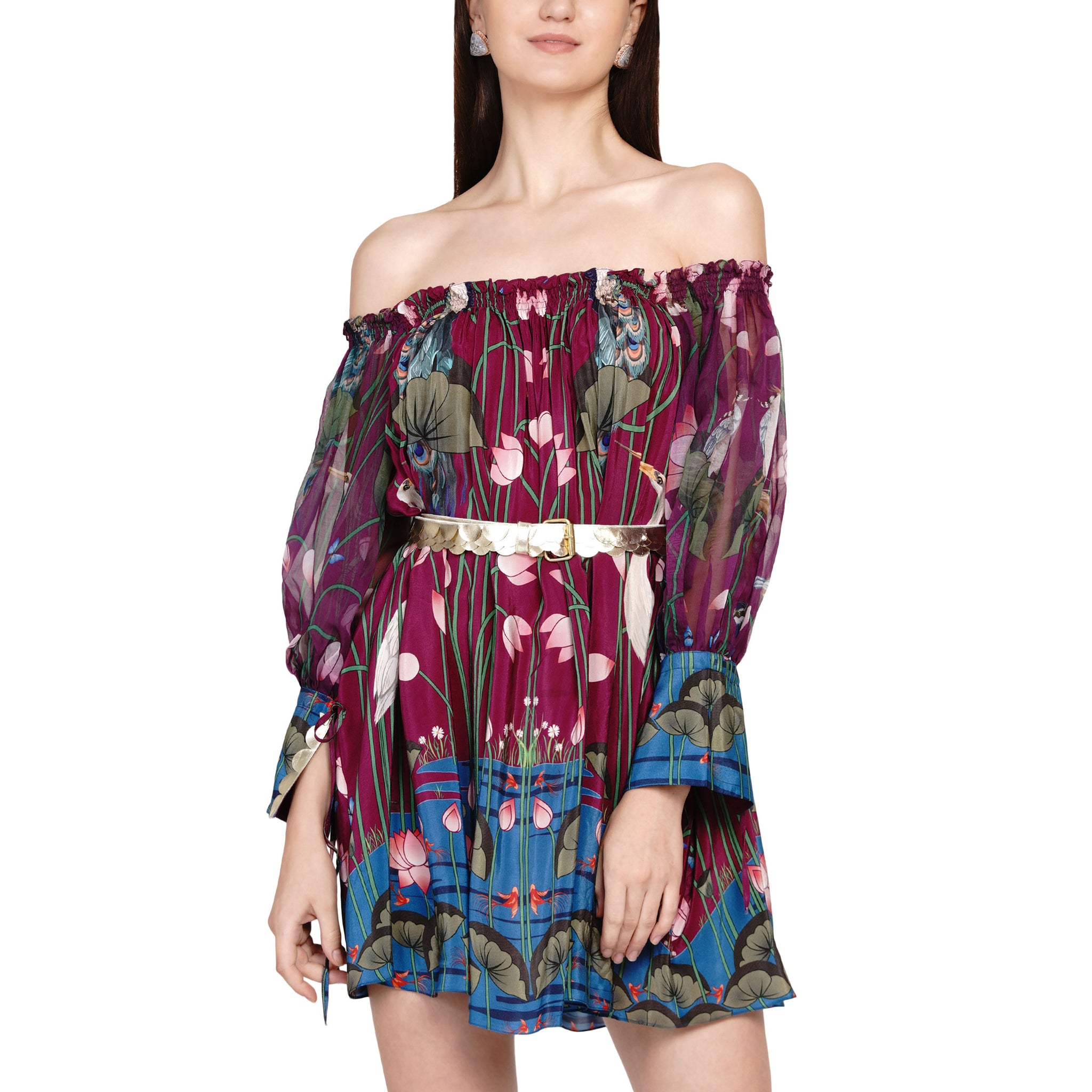 Embroidered Off Shoulder Dress