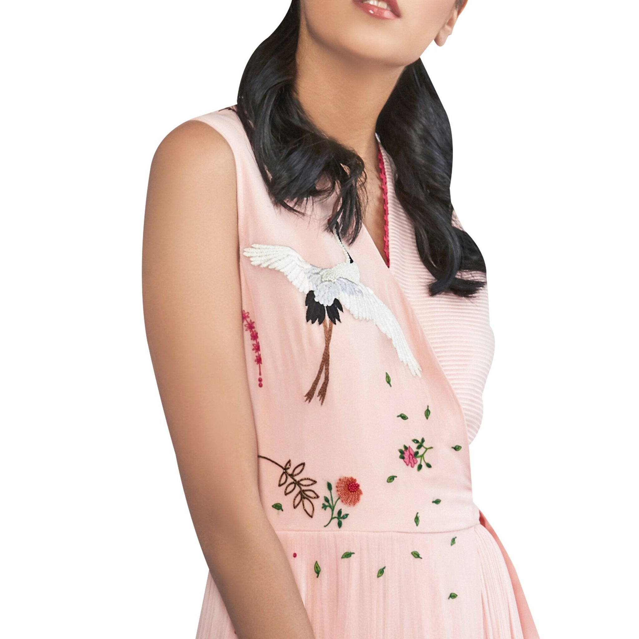 Embroidered Wrap Jumpsuit
