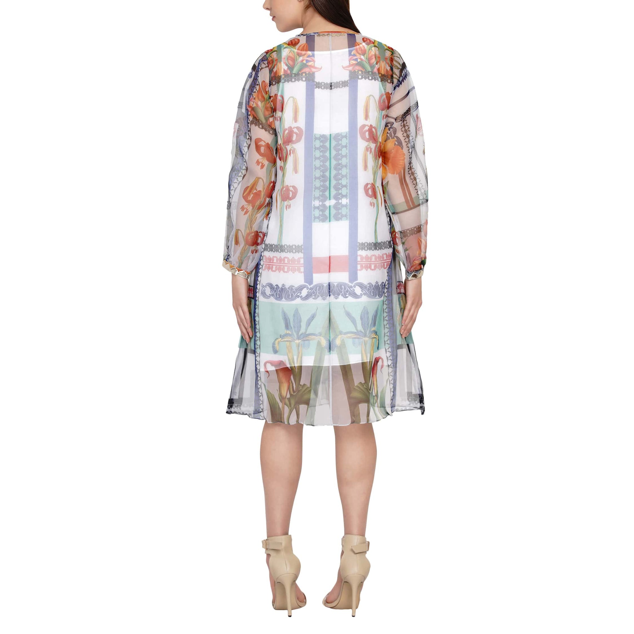 Printed Organza Dress with slip