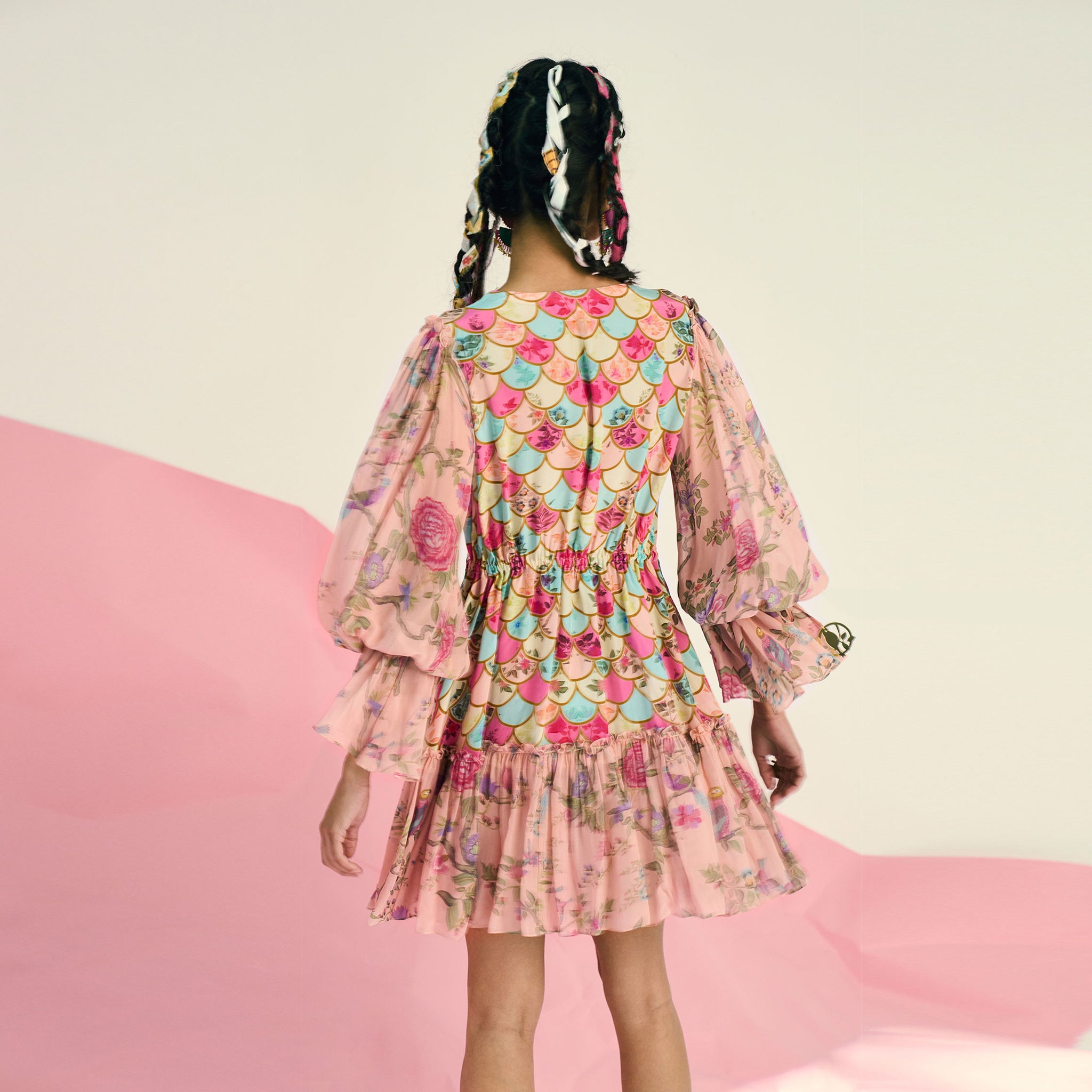 Embroidered Pleated Dress