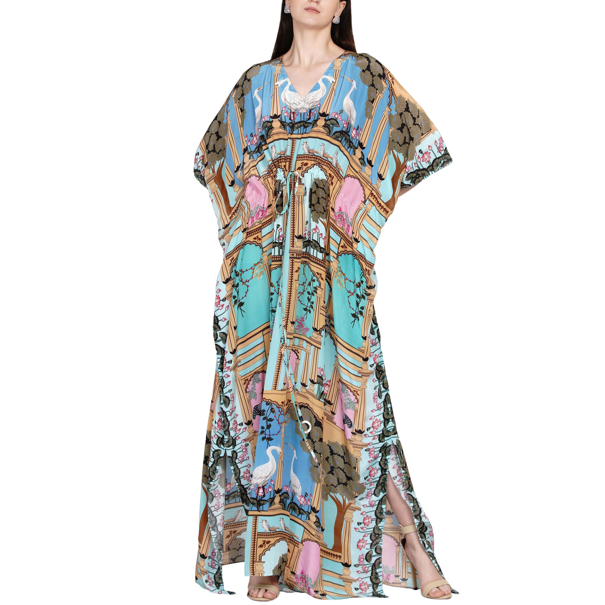 Printed kaftan with slit