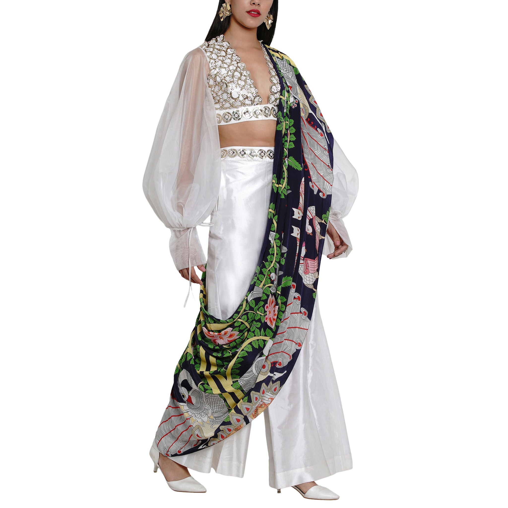 Embroidered Pre-draped Trouser Sari