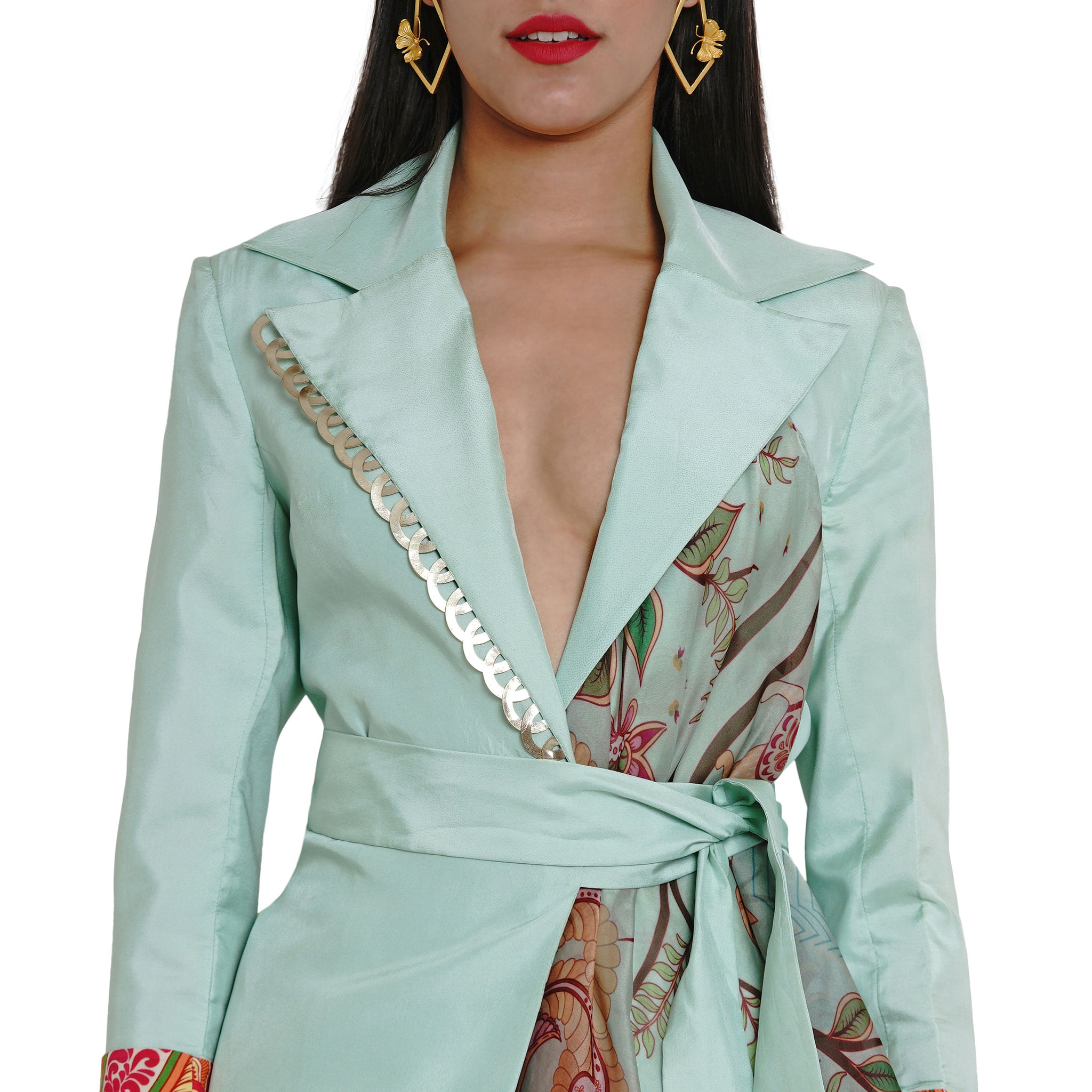 Embroidered Wrap Jacket