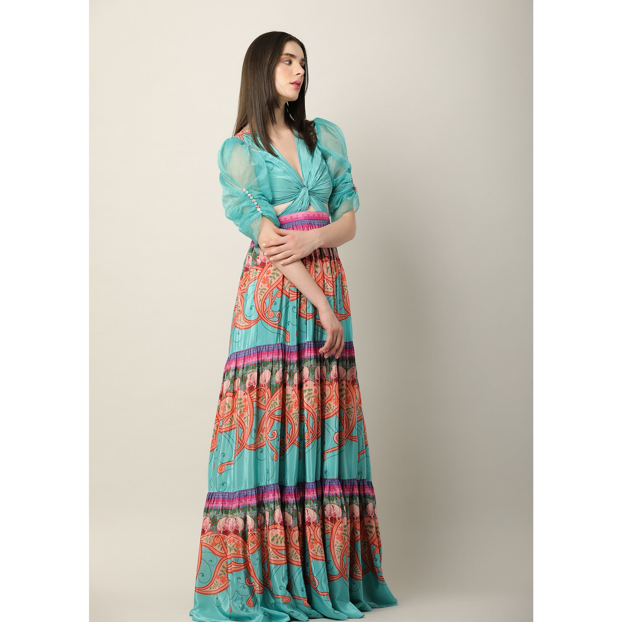 Tiered Maxi with a Draped Bodice