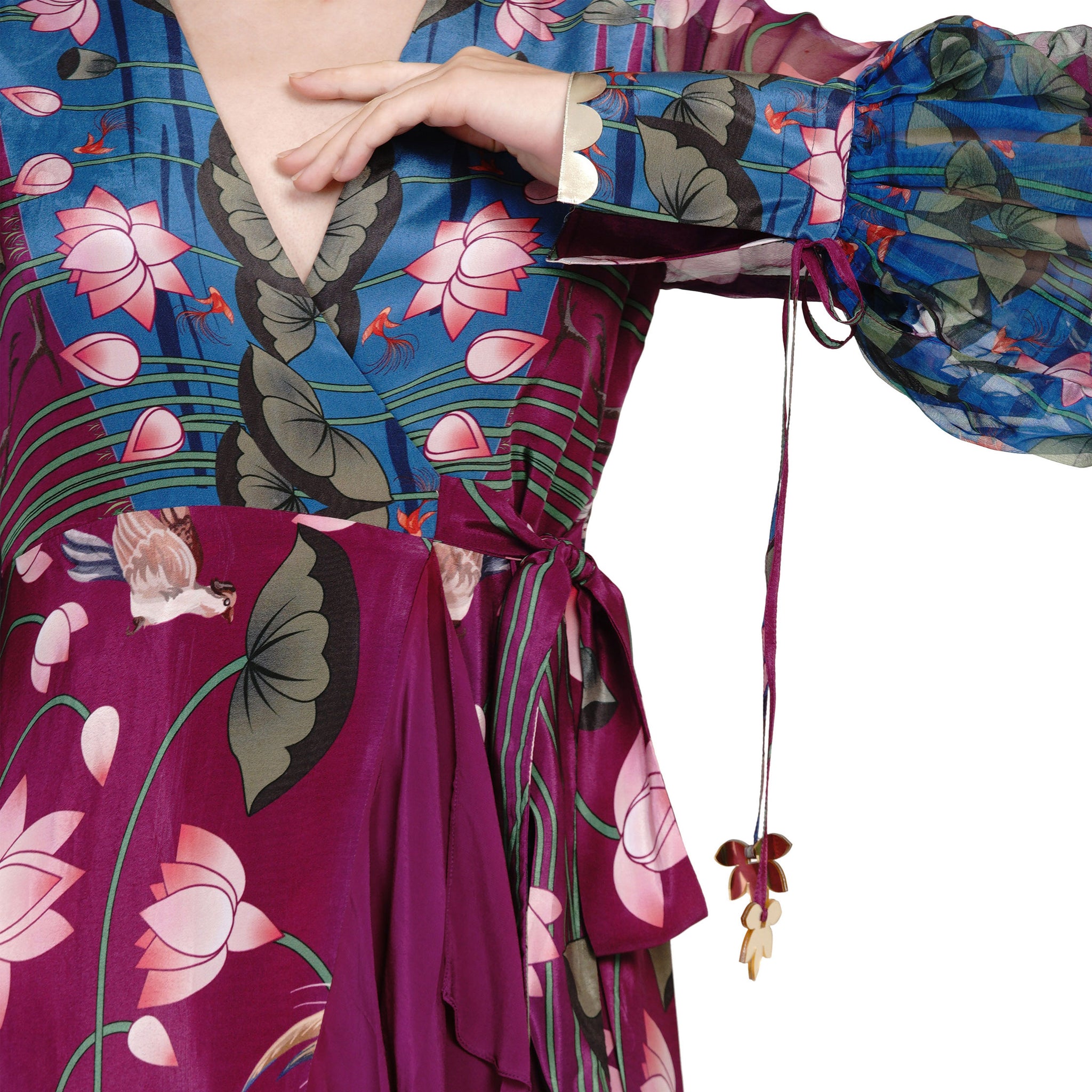 Embroidered Wrap Dress