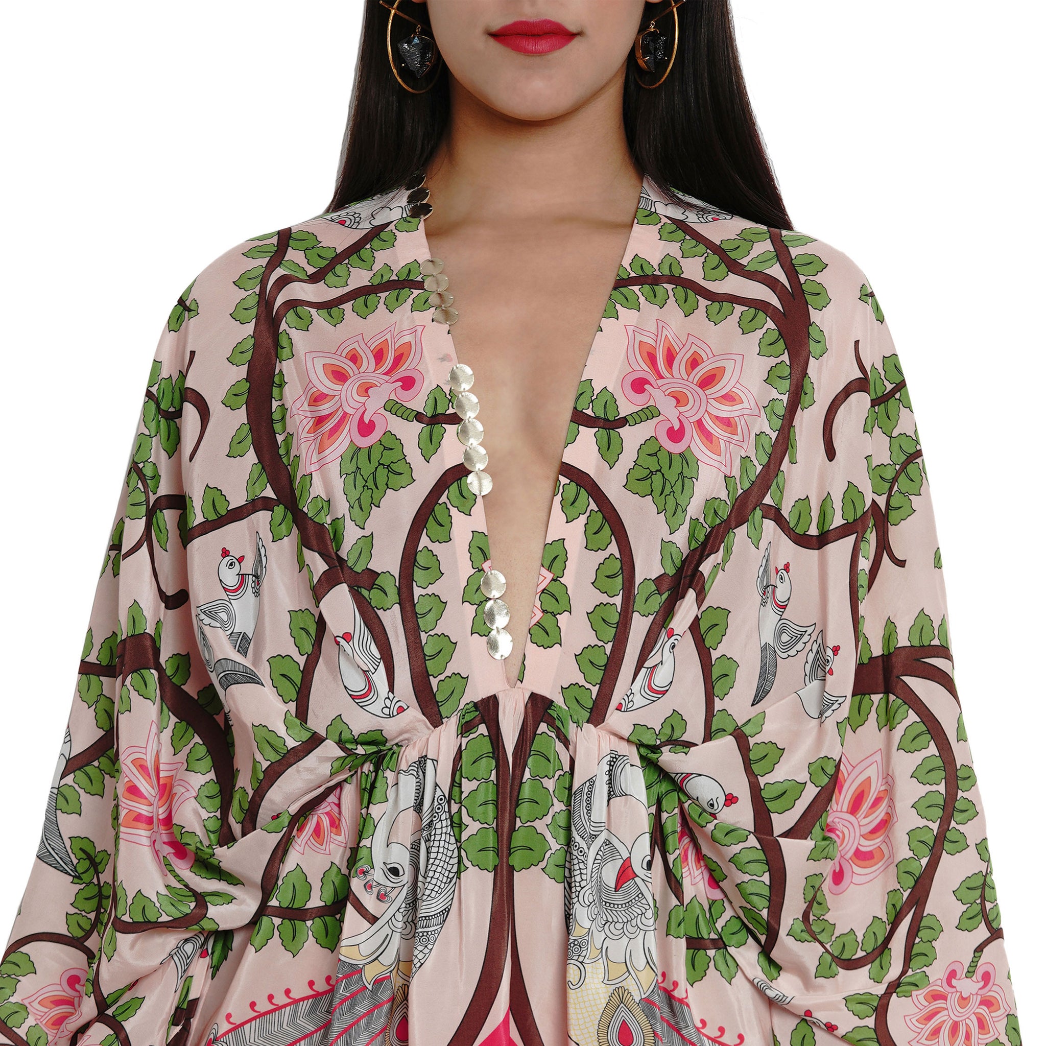 Embroidered Draped Dress