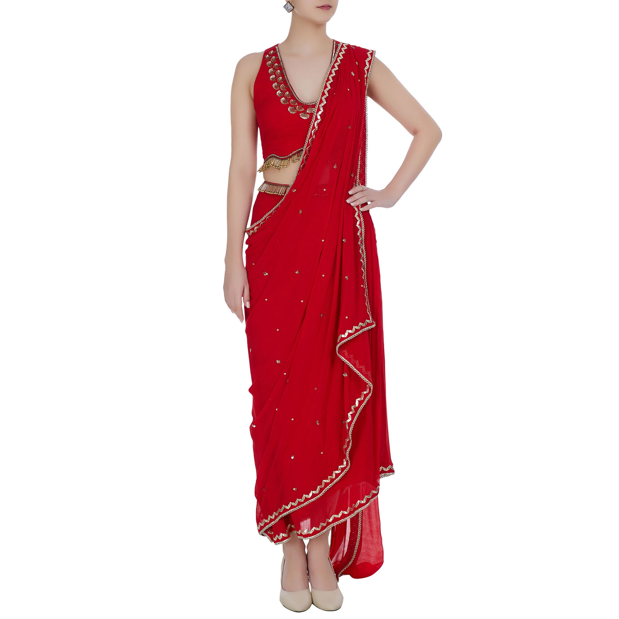 Embroidered Pre-Draped sari