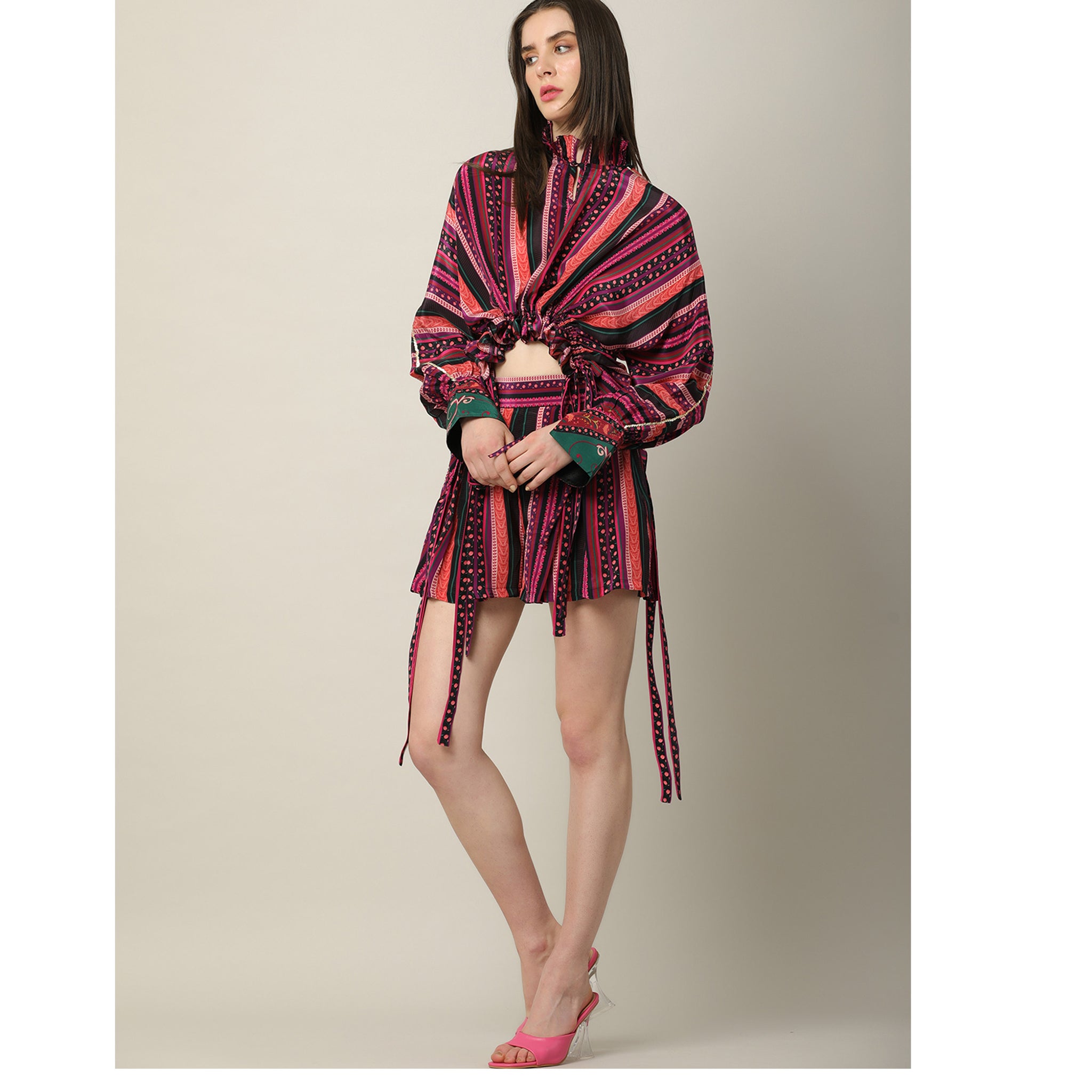 Embroidered Draped top
