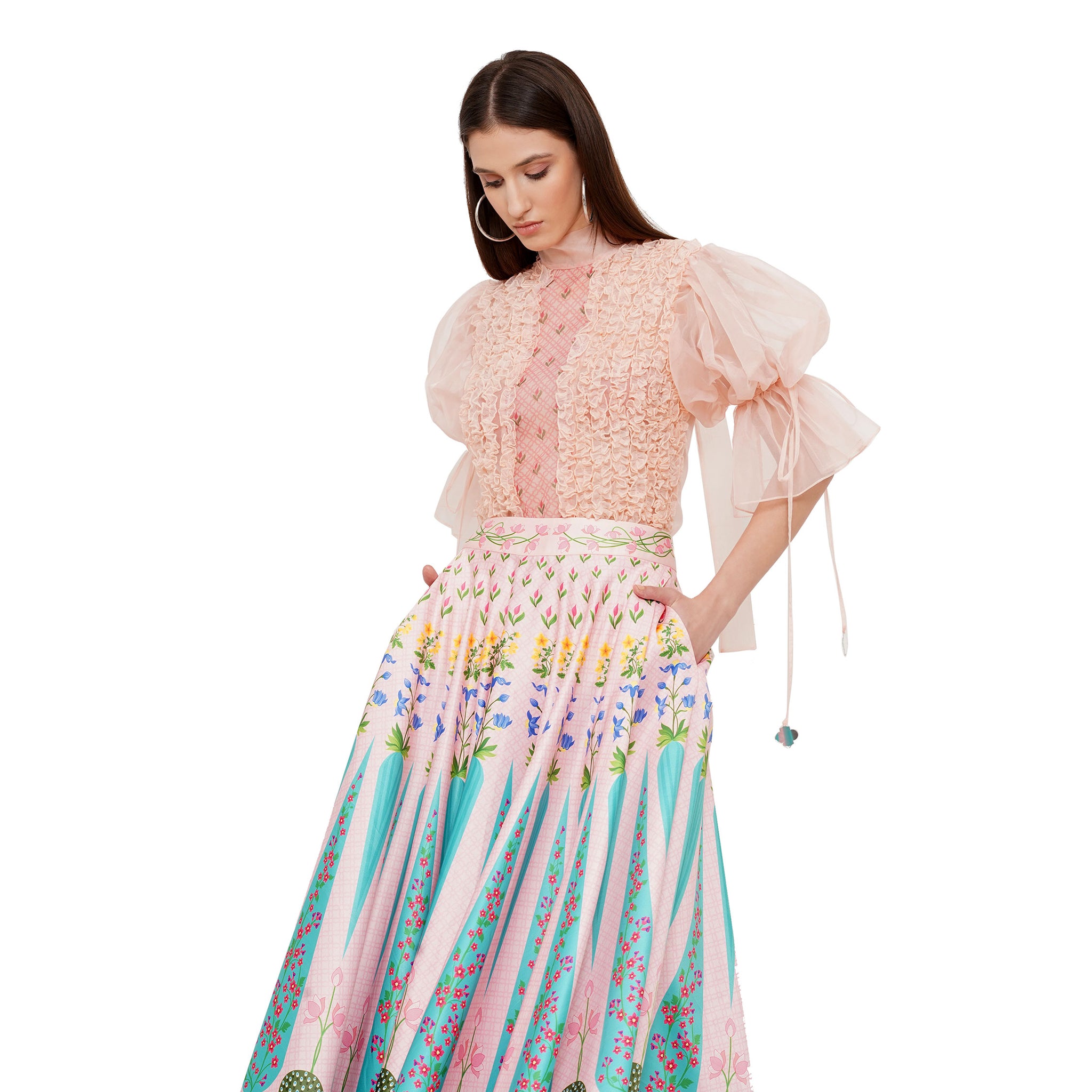 Rouched Organza Top
