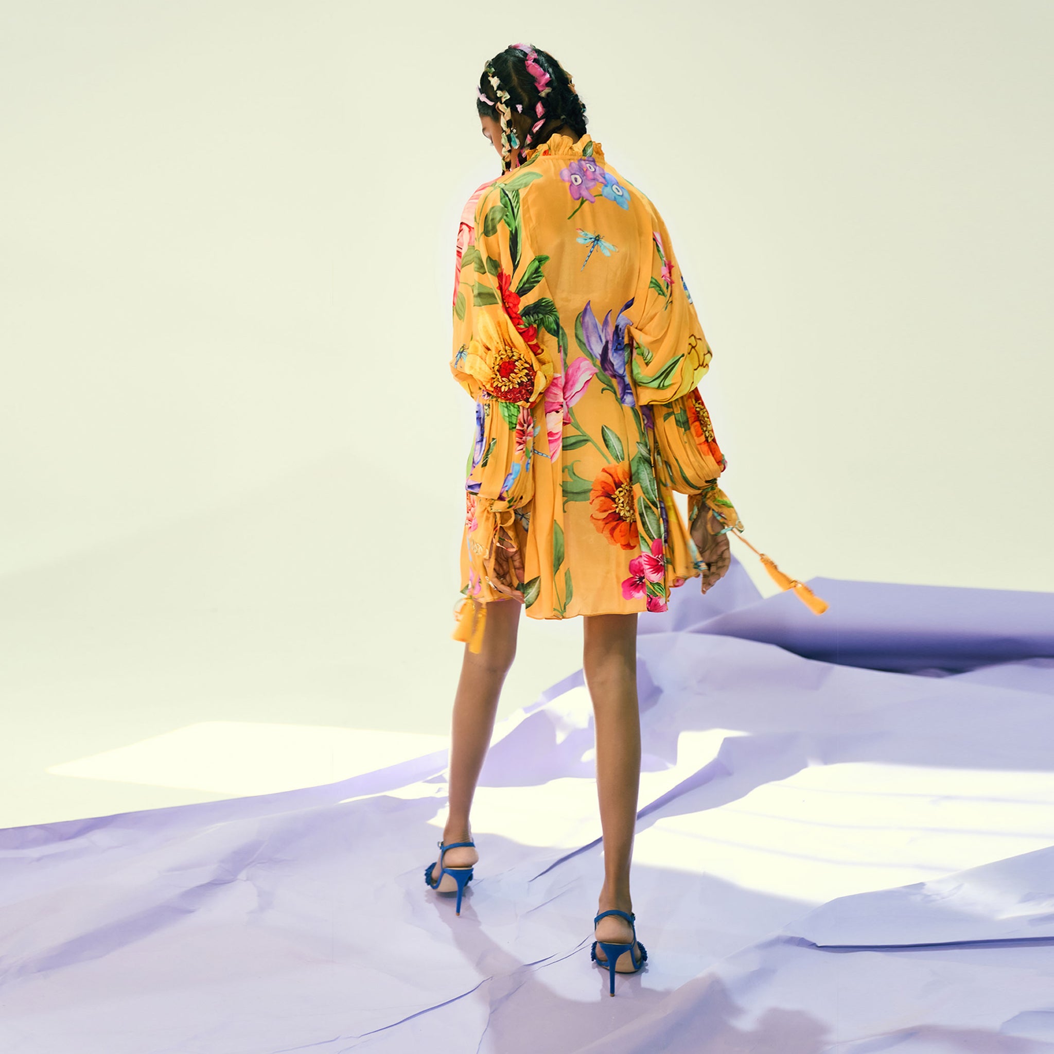 Embroidered Draped Dress