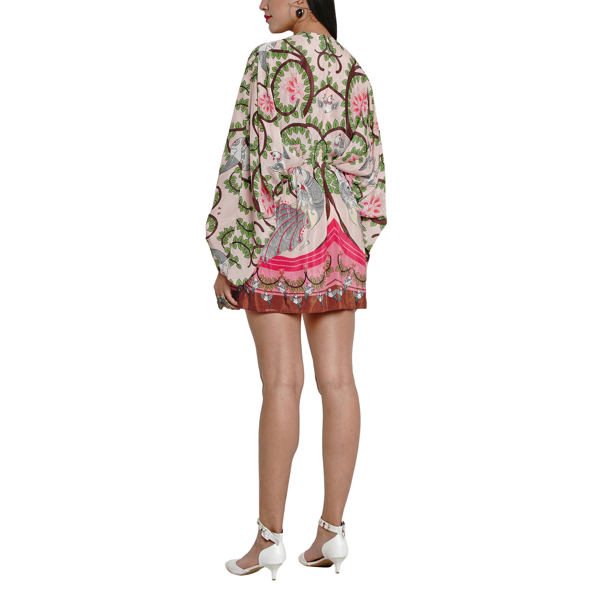 Embroidered Draped Dress