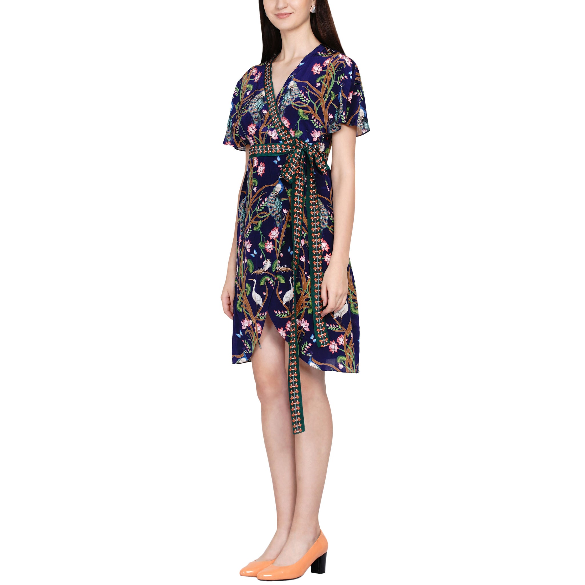 Embroidered Wrap Dress