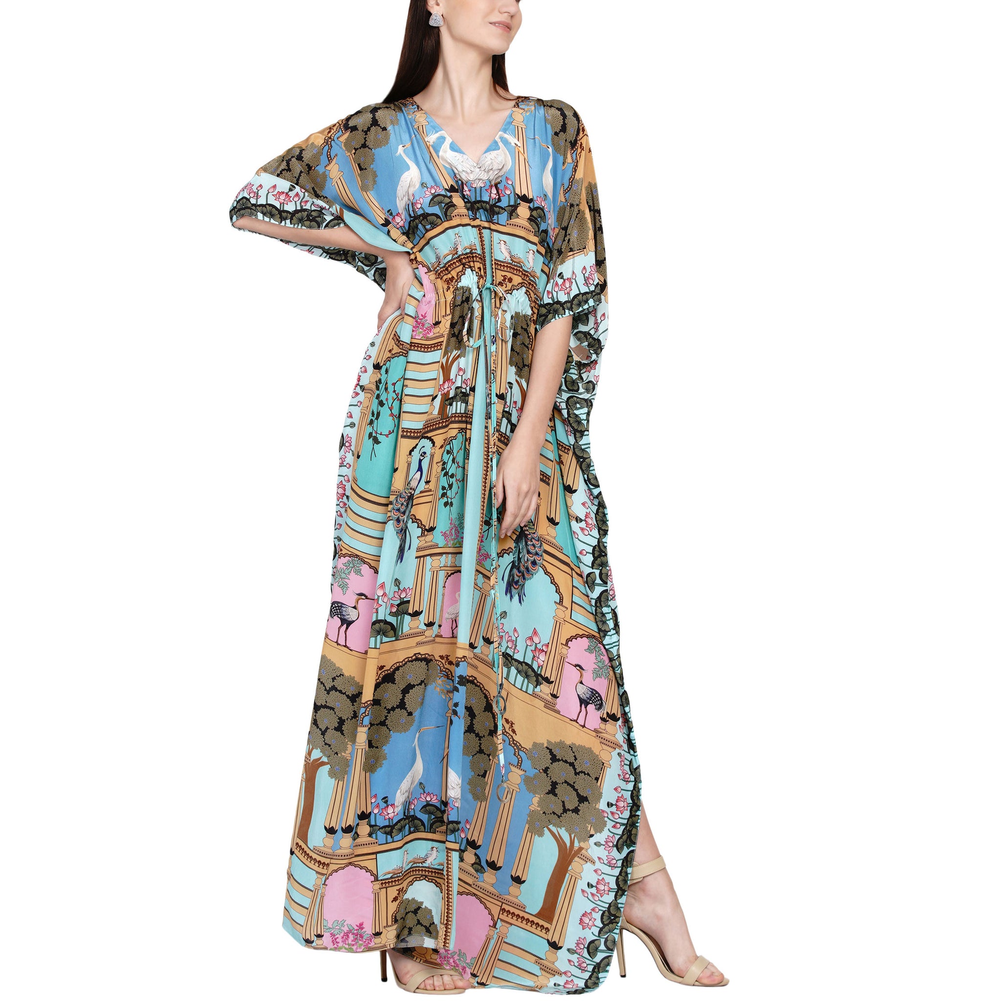 Printed kaftan with slit