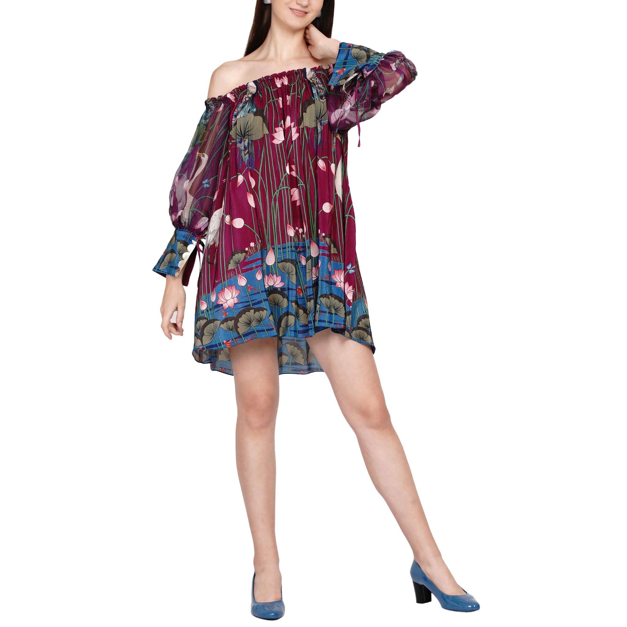 Embroidered Off Shoulder Dress