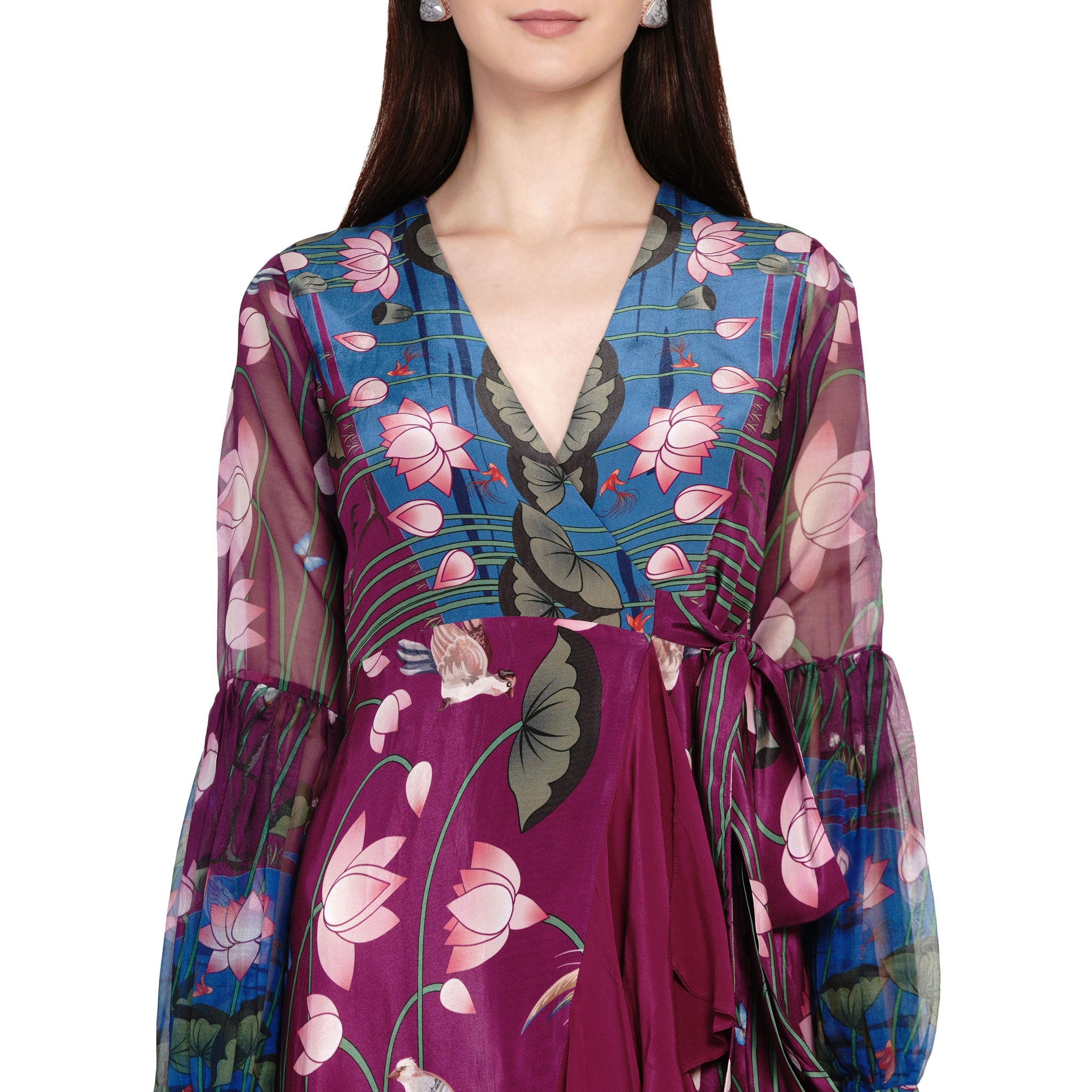 Embroidered Wrap Dress