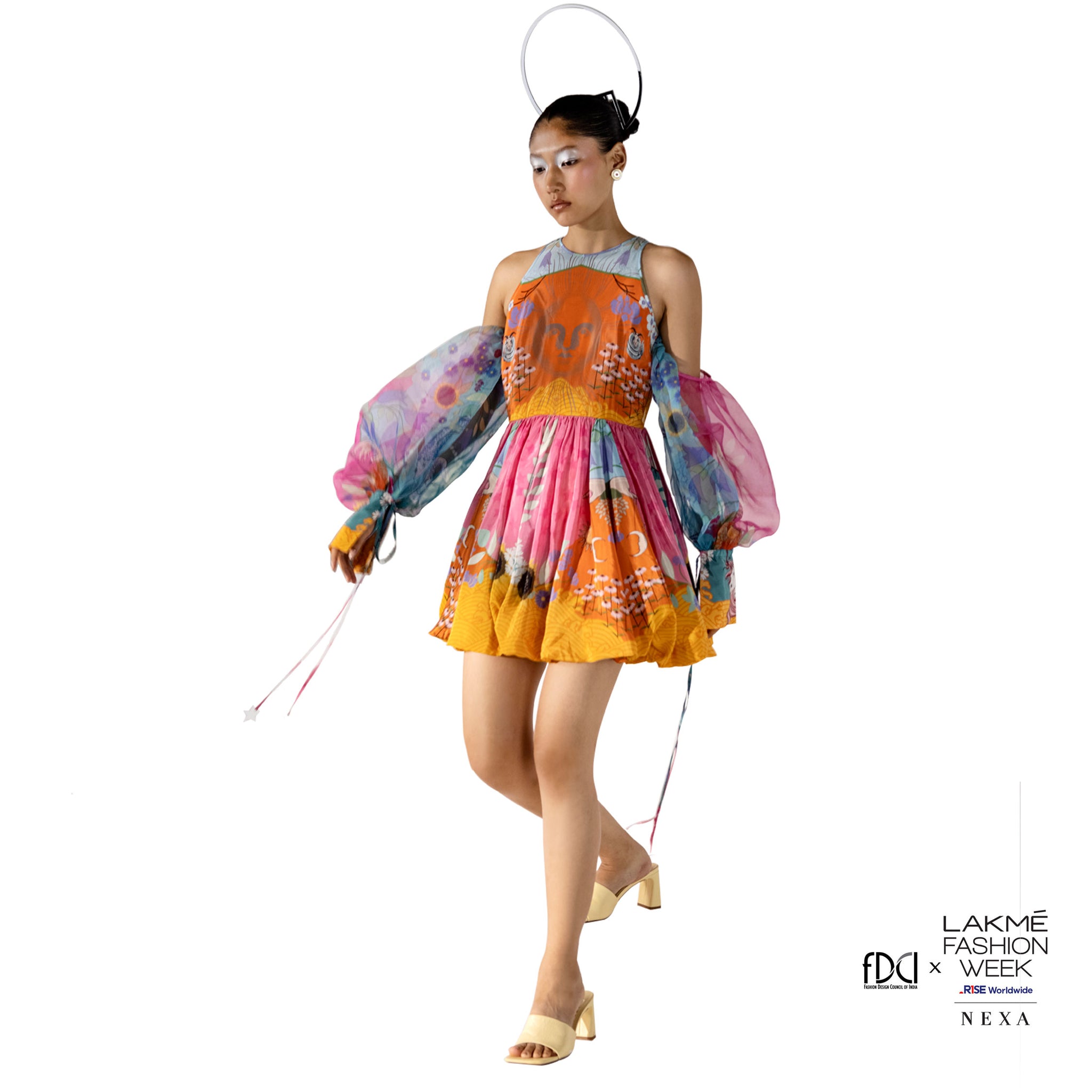 Embroidered Balloon Dress