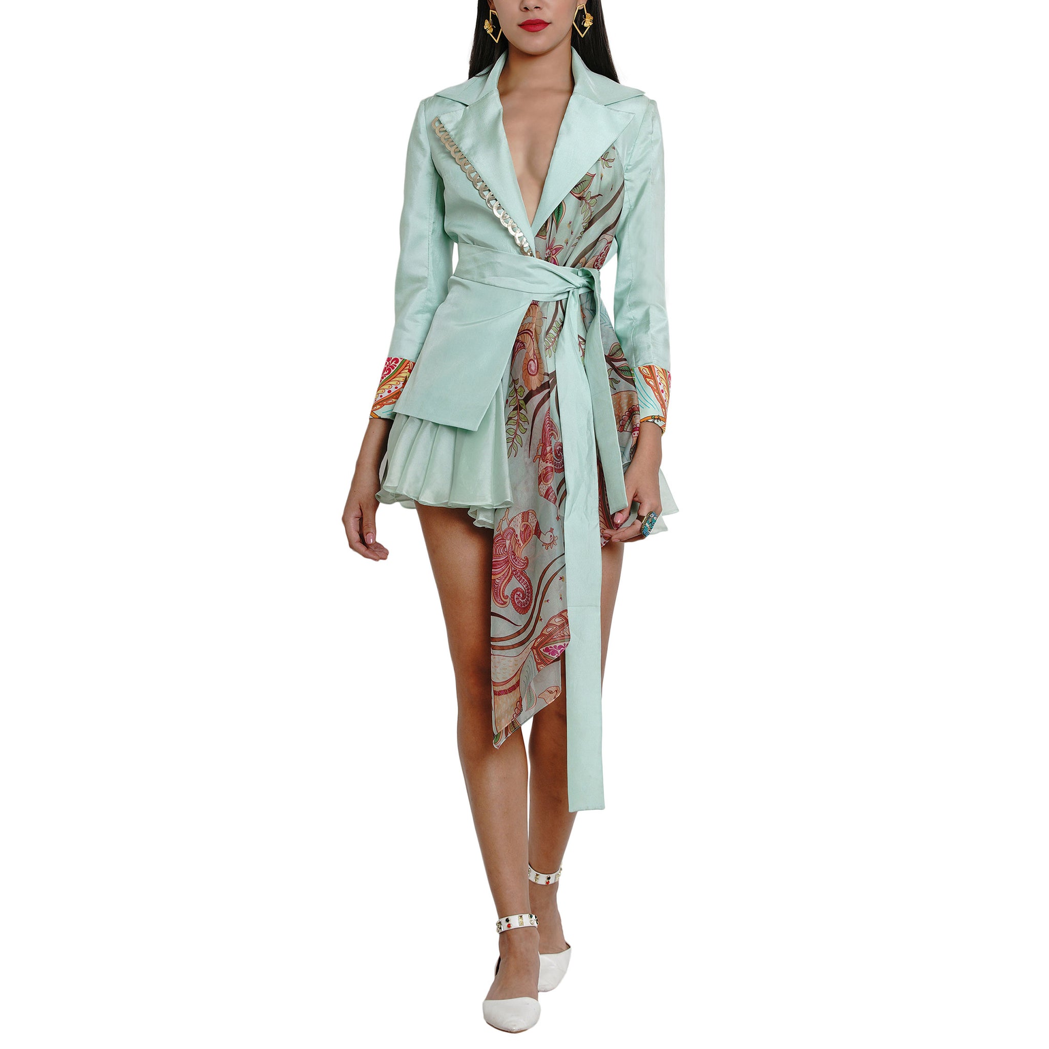 Embroidered Wrap Jacket