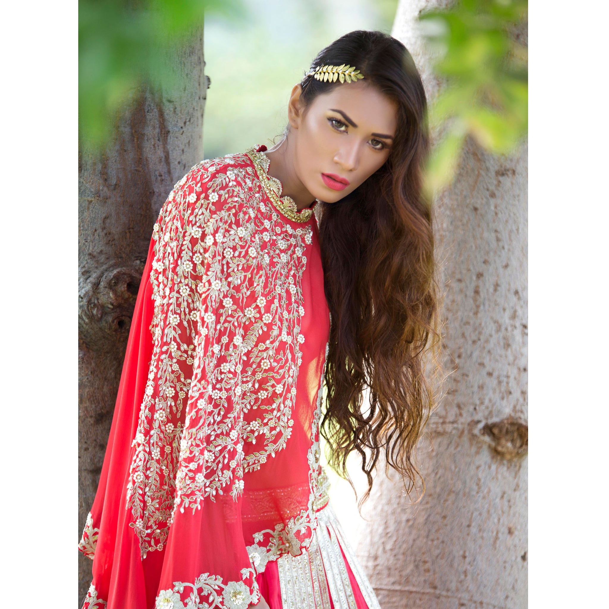 Embroidered Cape Lehenga