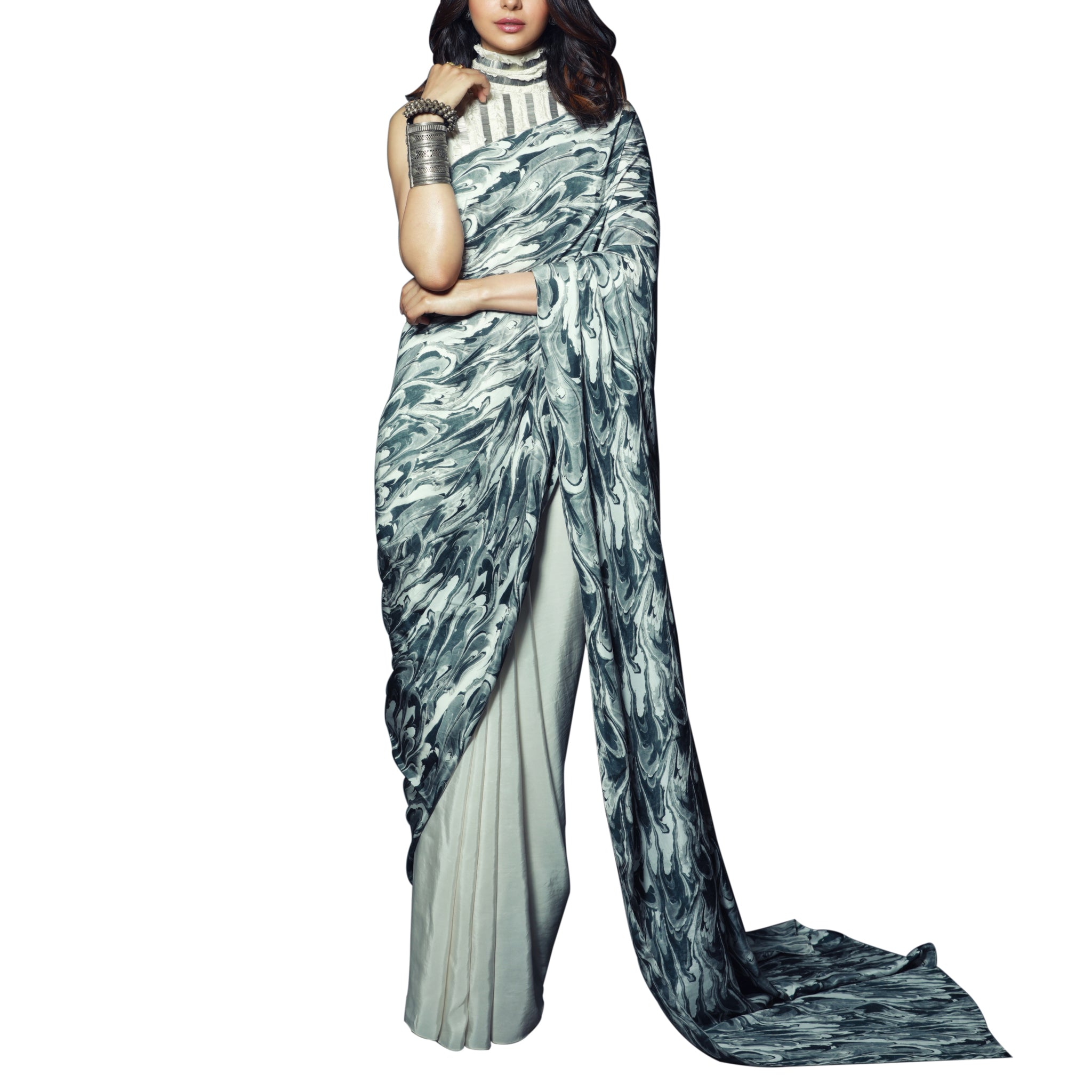 Half & Half Printed Sari