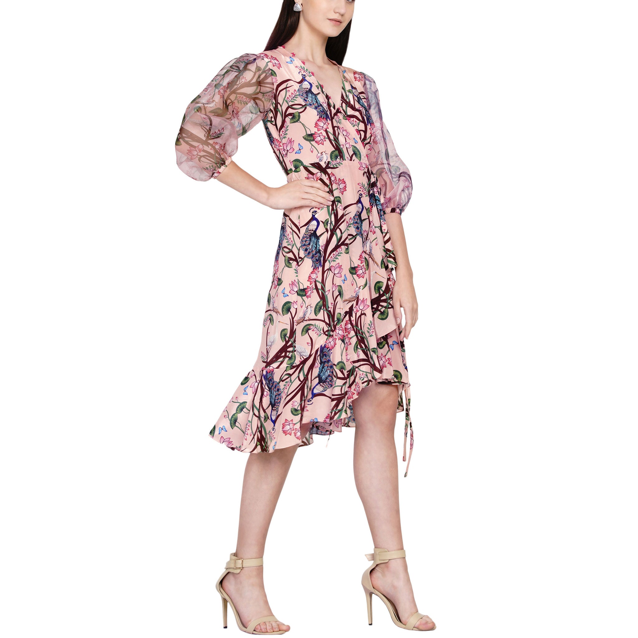 Embroidered Wrap Dress