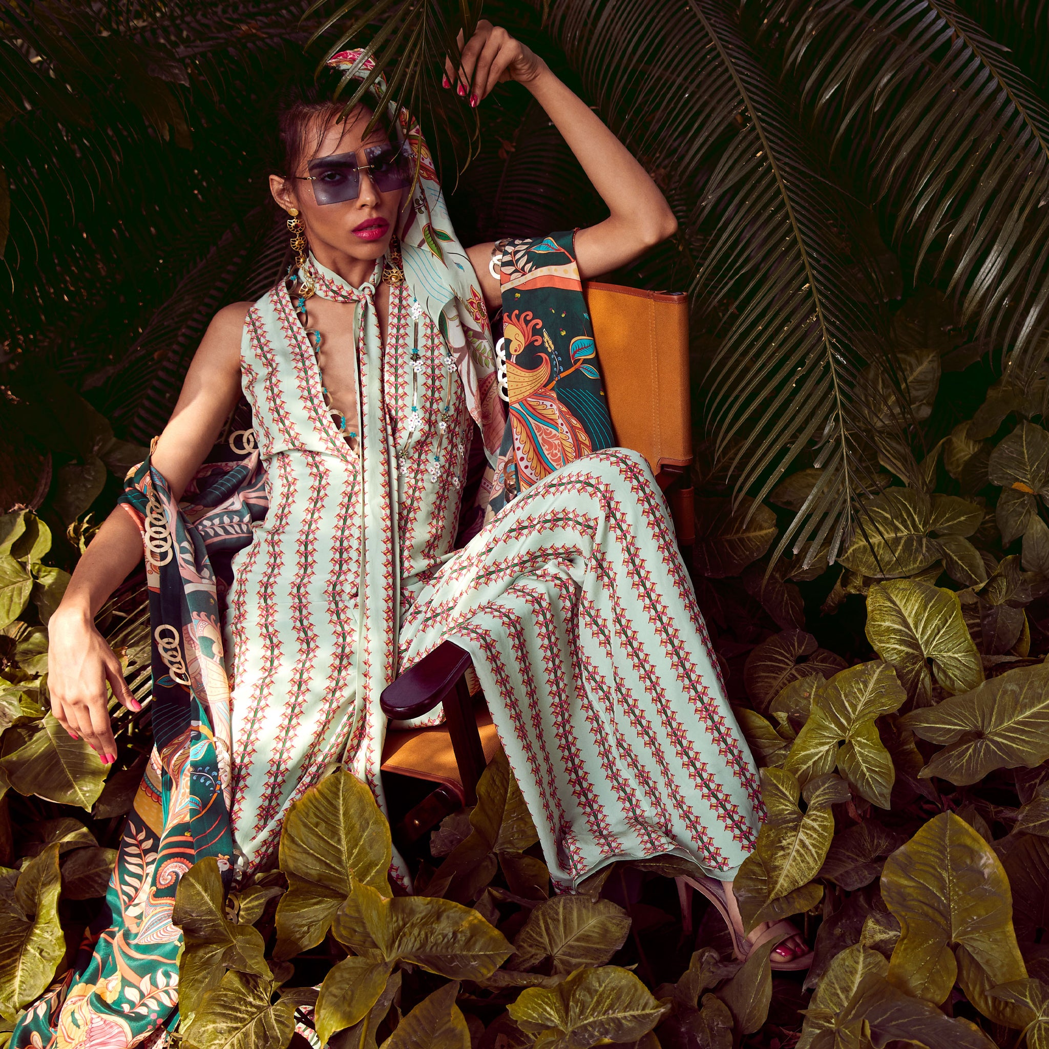 Embroidered Printed Jumpsuit