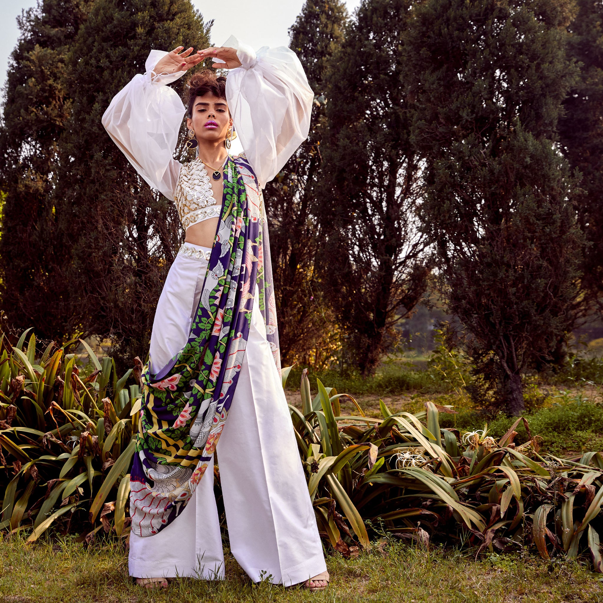 Embroidered Pre-draped Trouser Sari