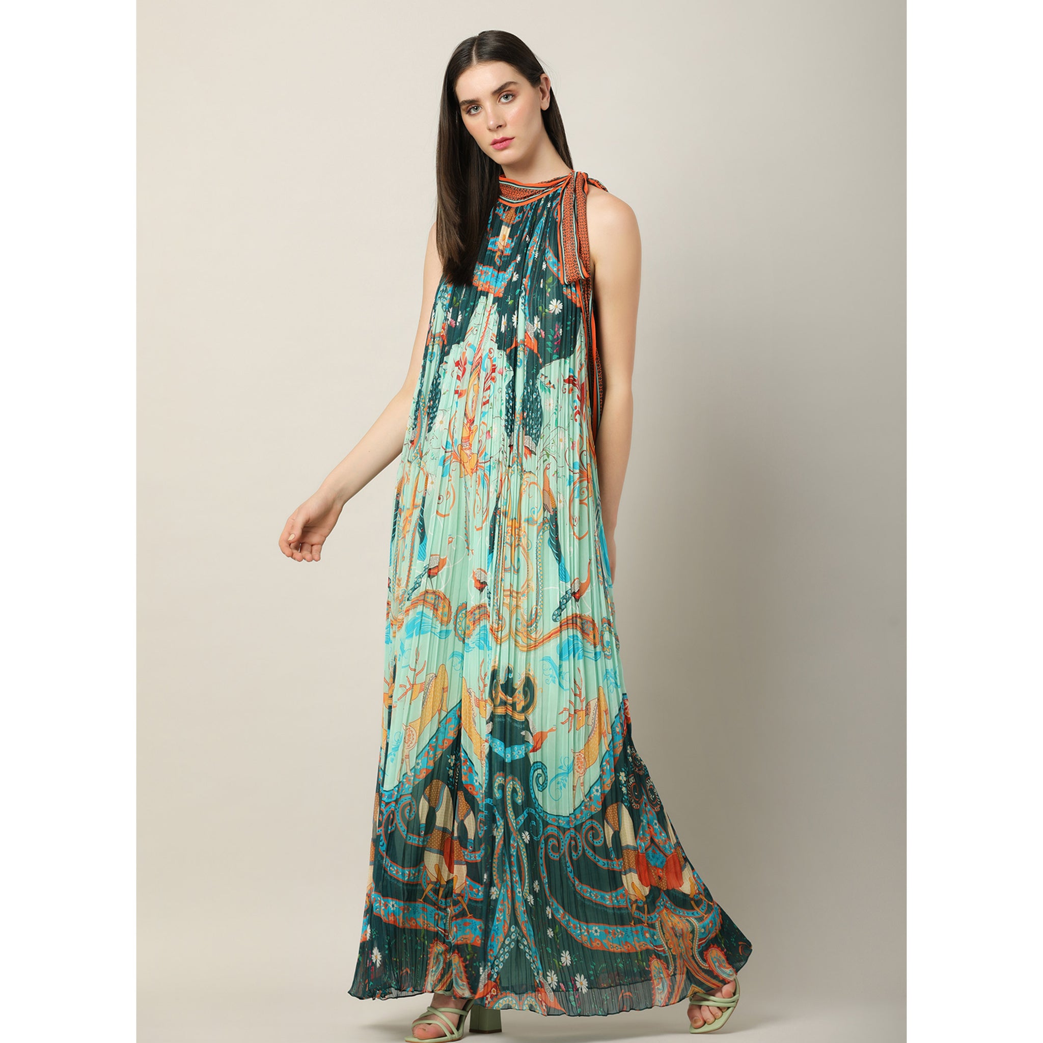 Pleated Embroidered Jumpsuit