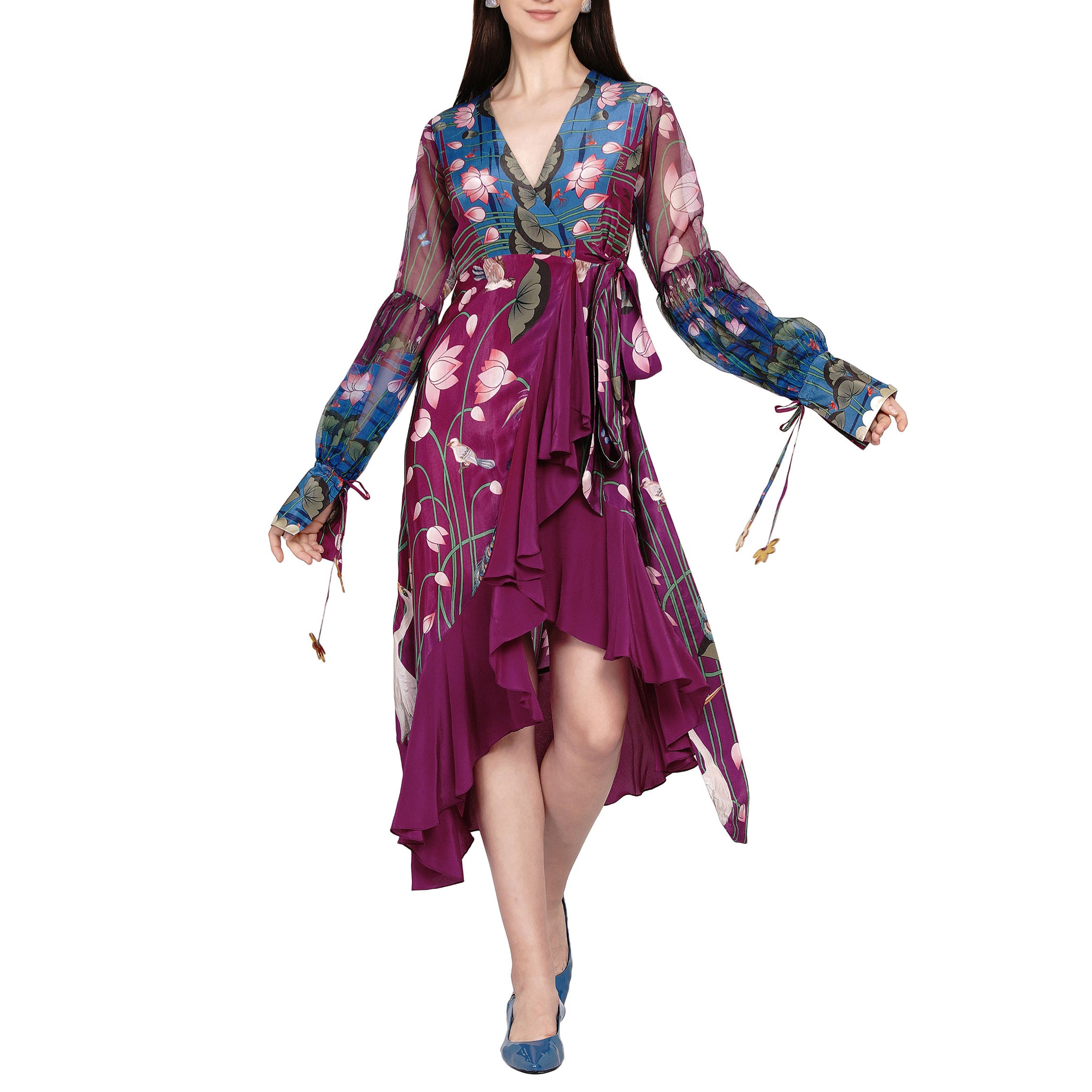 Embroidered Wrap Dress
